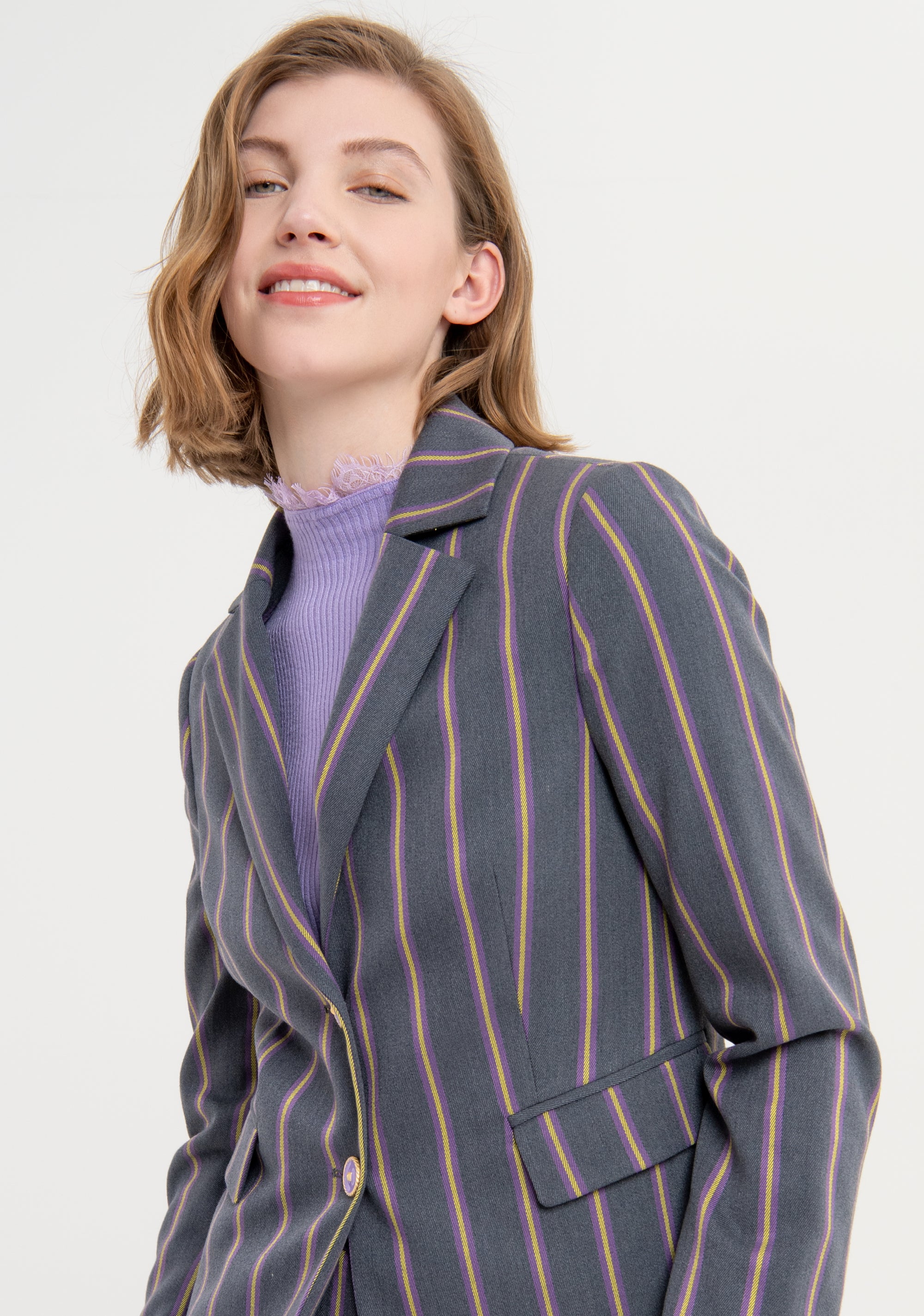 Blazer slim monopetto gessato FS23WJ2012W661N8 Fracomina