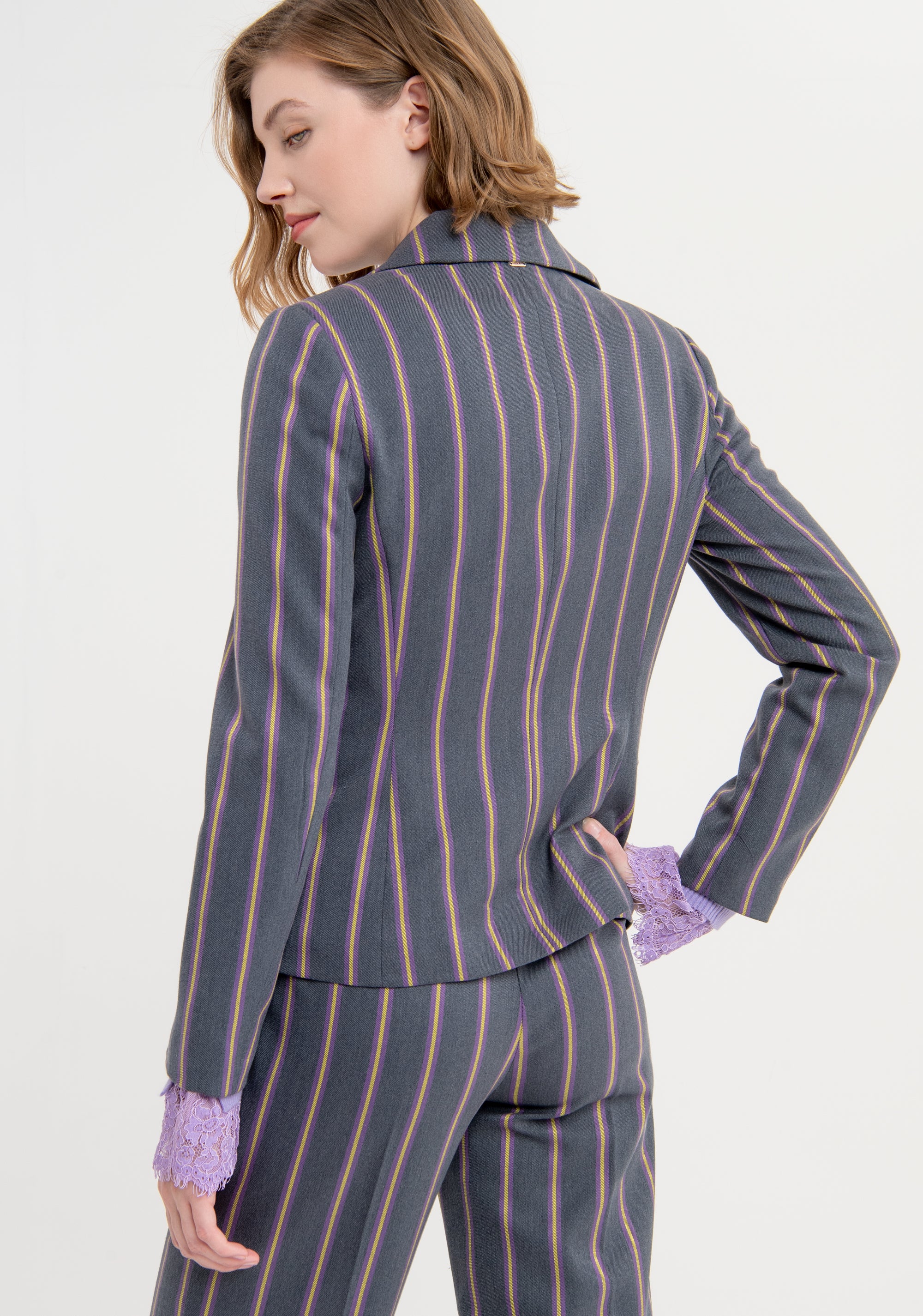 Blazer slim monopetto gessato FS23WJ2012W661N8 Fracomina