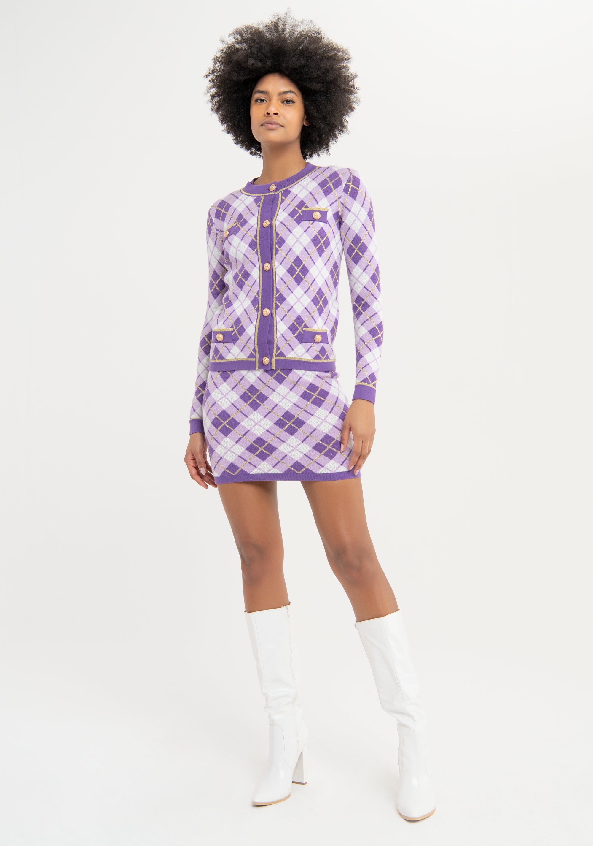 Cardigan slim in jacquard a rombi FS23WT8005K520F8 Fracomina