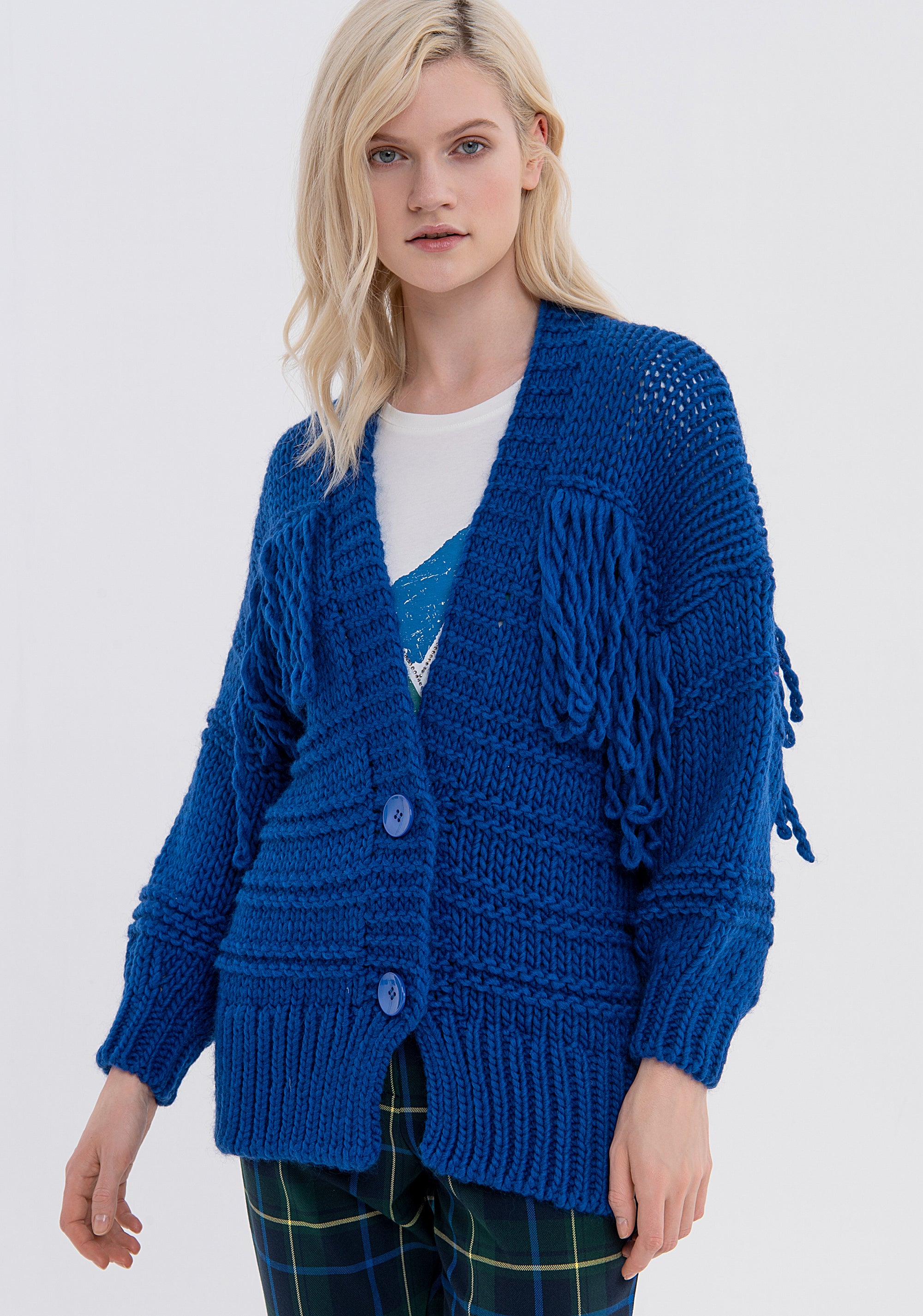 Cardigan regular con lana e con frange FS23WT8018K52301-064 FRACOMINA
