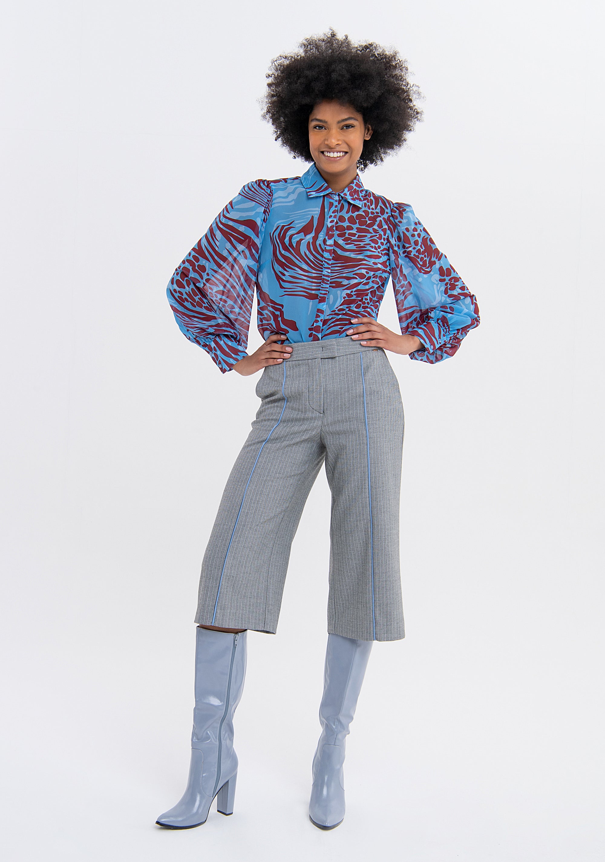 Pantalone cropped modello culotte in tessuto spigato FS23WVB001W662J1 Fracomina