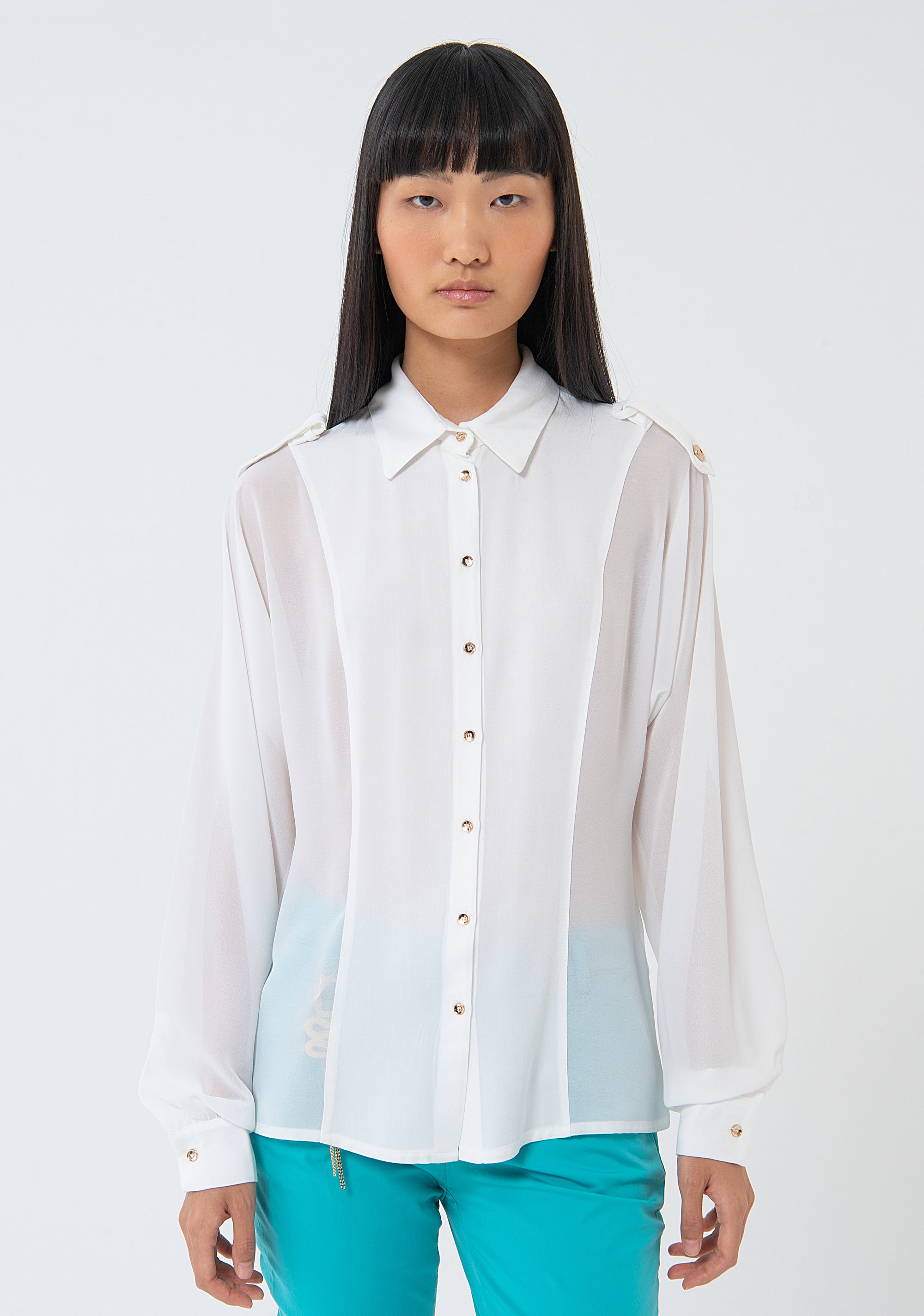 Camicia regular con inserti trasparenti FS24ST6002W56601-472 Fracomina