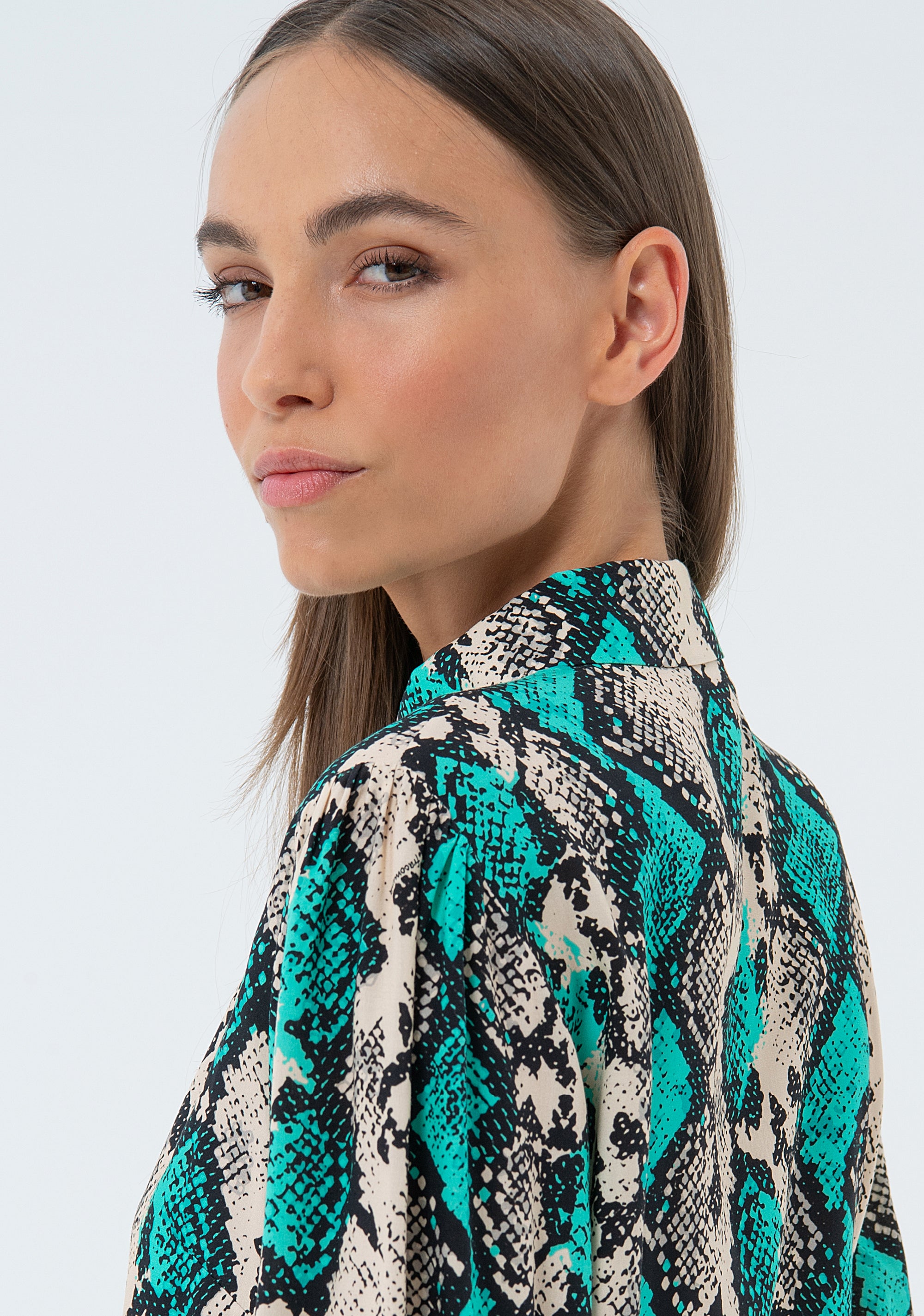Camicia regular in fantasia animalier FS24ST6005W620N4-S58 Fracomina