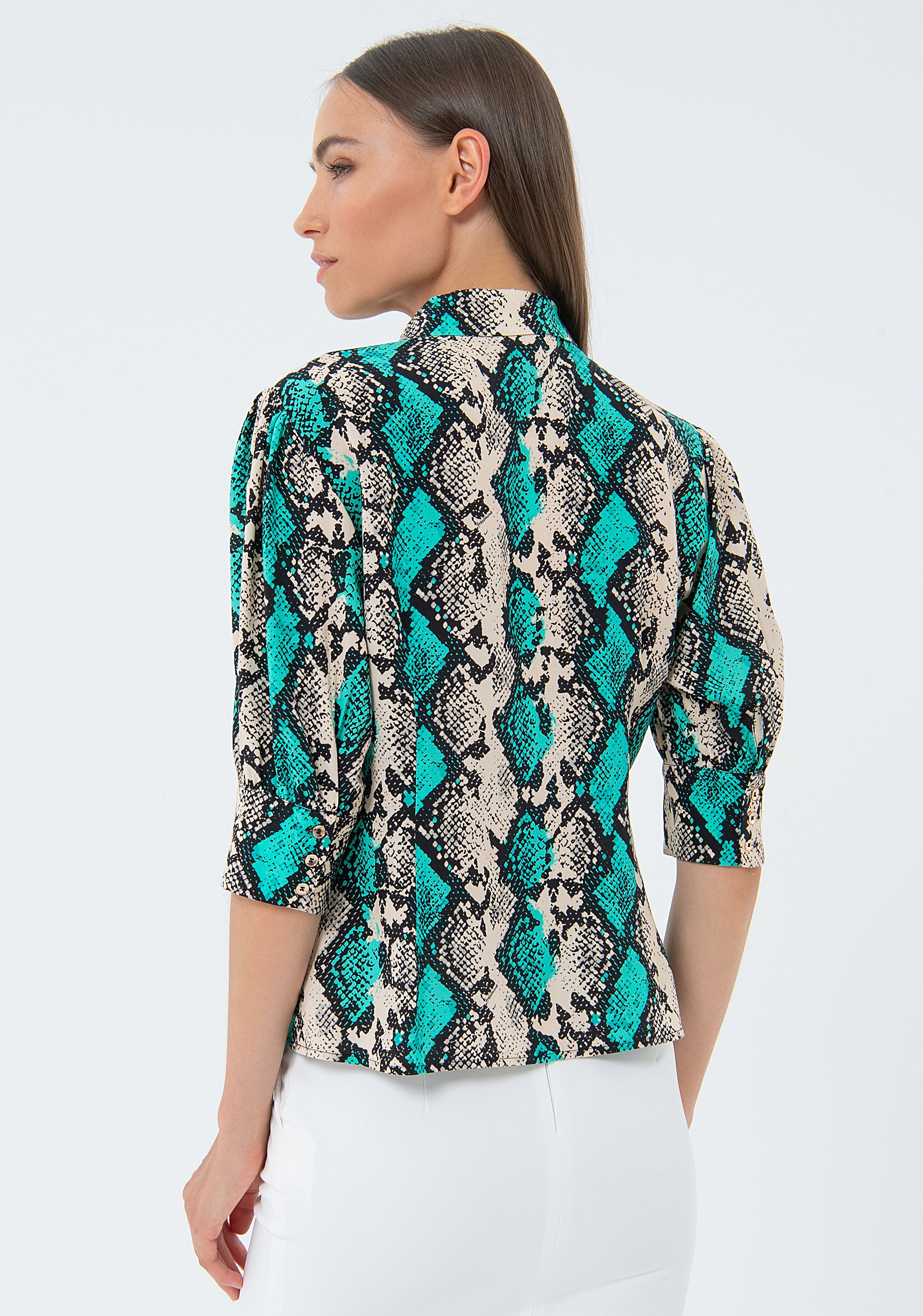 Camicia regular in fantasia animalier FS24ST6005W620N4-S58 Fracomina
