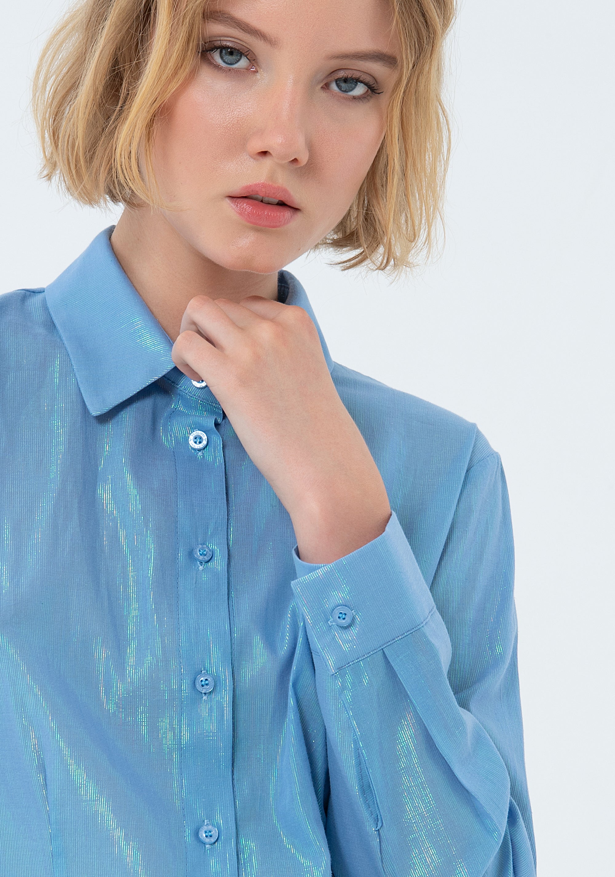 Camicia regular in tessuto dal colore cangiante FS24ST6013W437O8-252 Fracomina