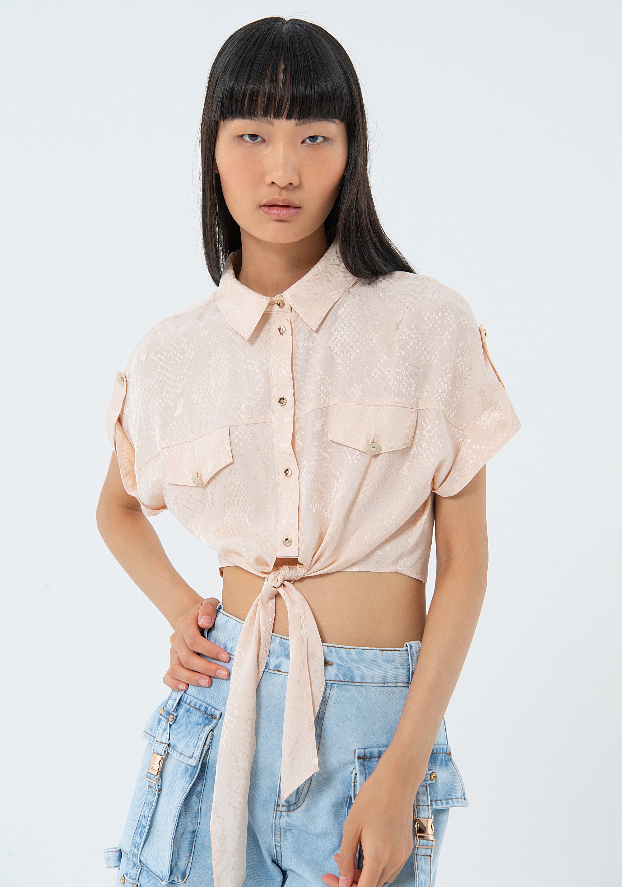Camicia cropped in fantasia animalier FS24ST6014W451F8-050 Fracomina