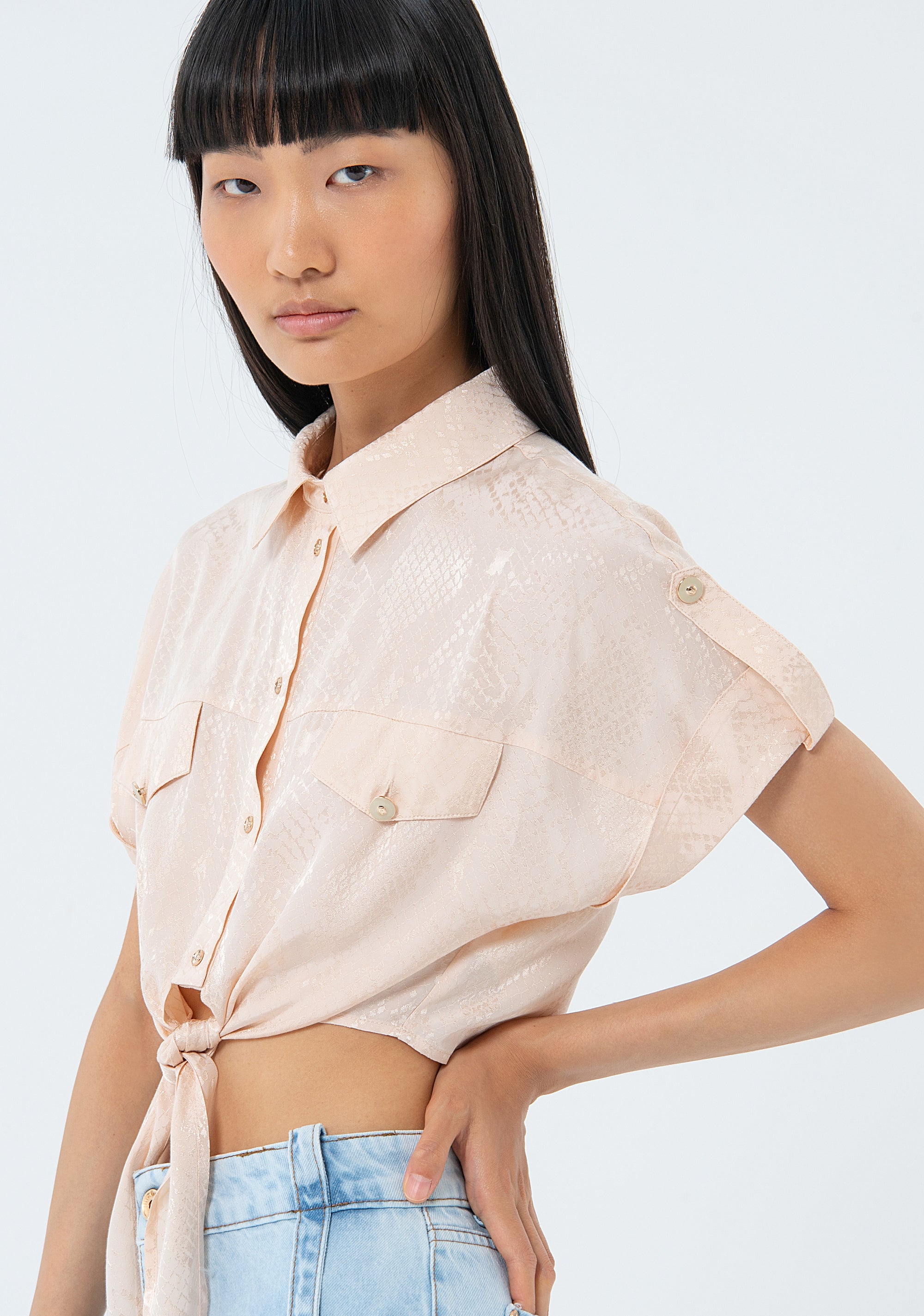 Camicia cropped in fantasia animalier FS24ST6014W451F8-050 Fracomina