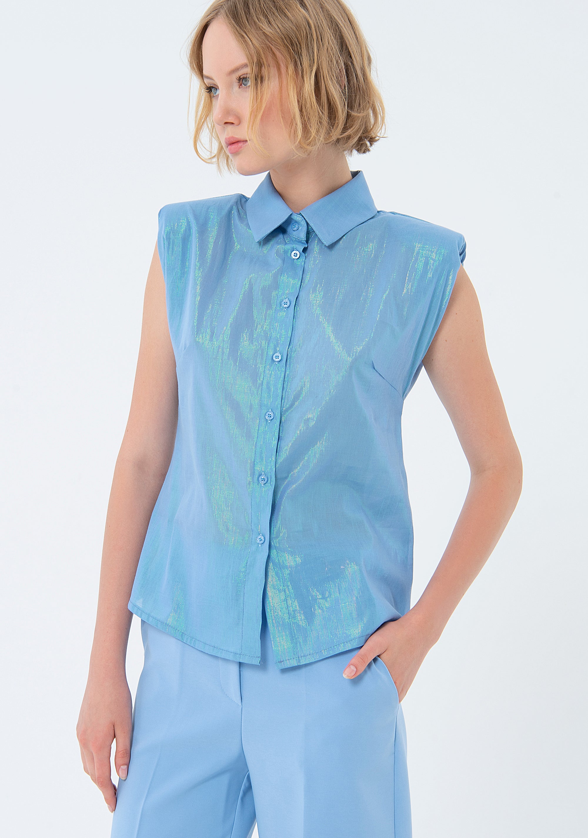 Camicia senza maniche in tessuto dal colore cangiante FS24ST6016W437O8-252 Fracomina
