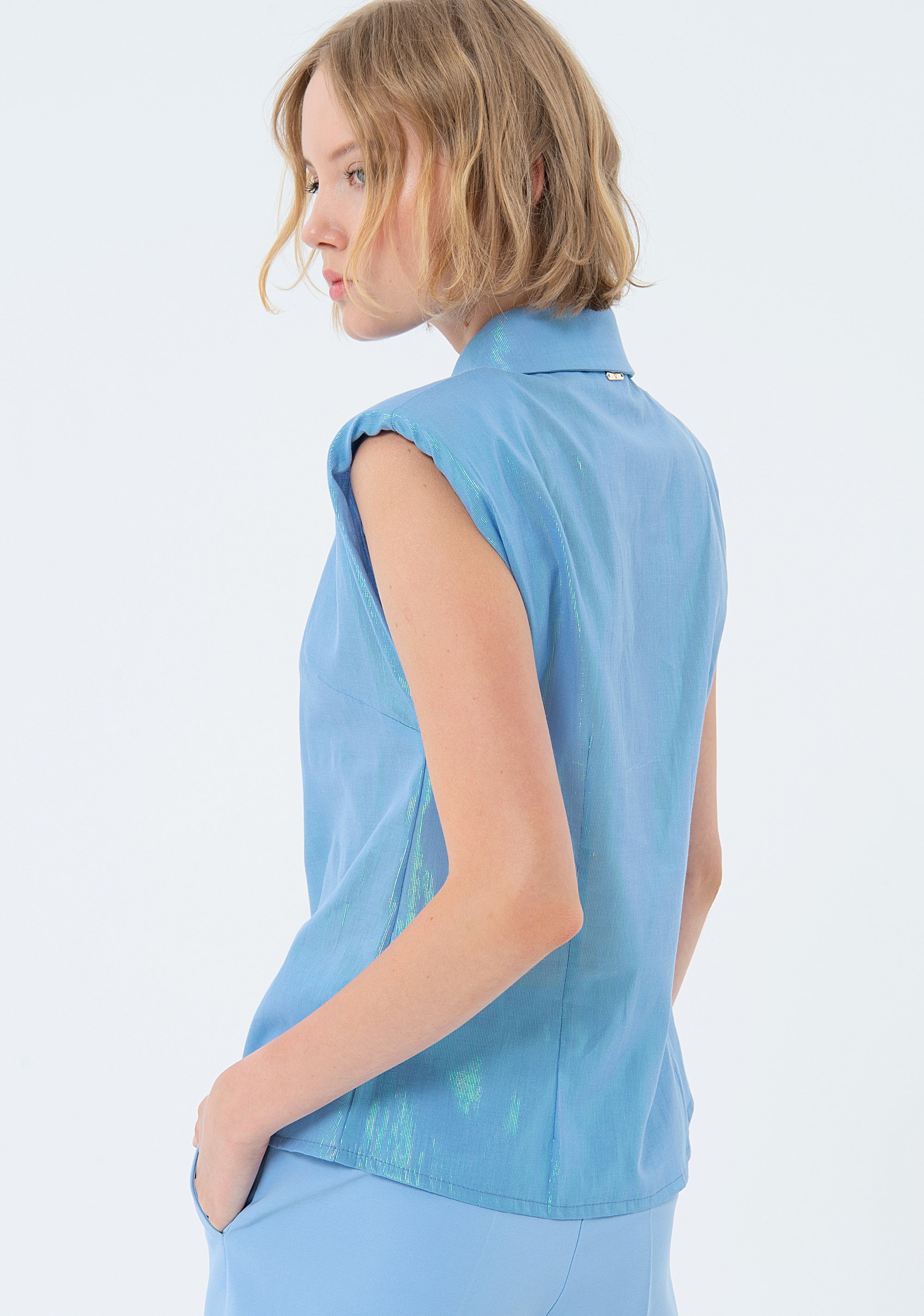Camicia senza maniche in tessuto dal colore cangiante FS24ST6016W437O8-252 Fracomina