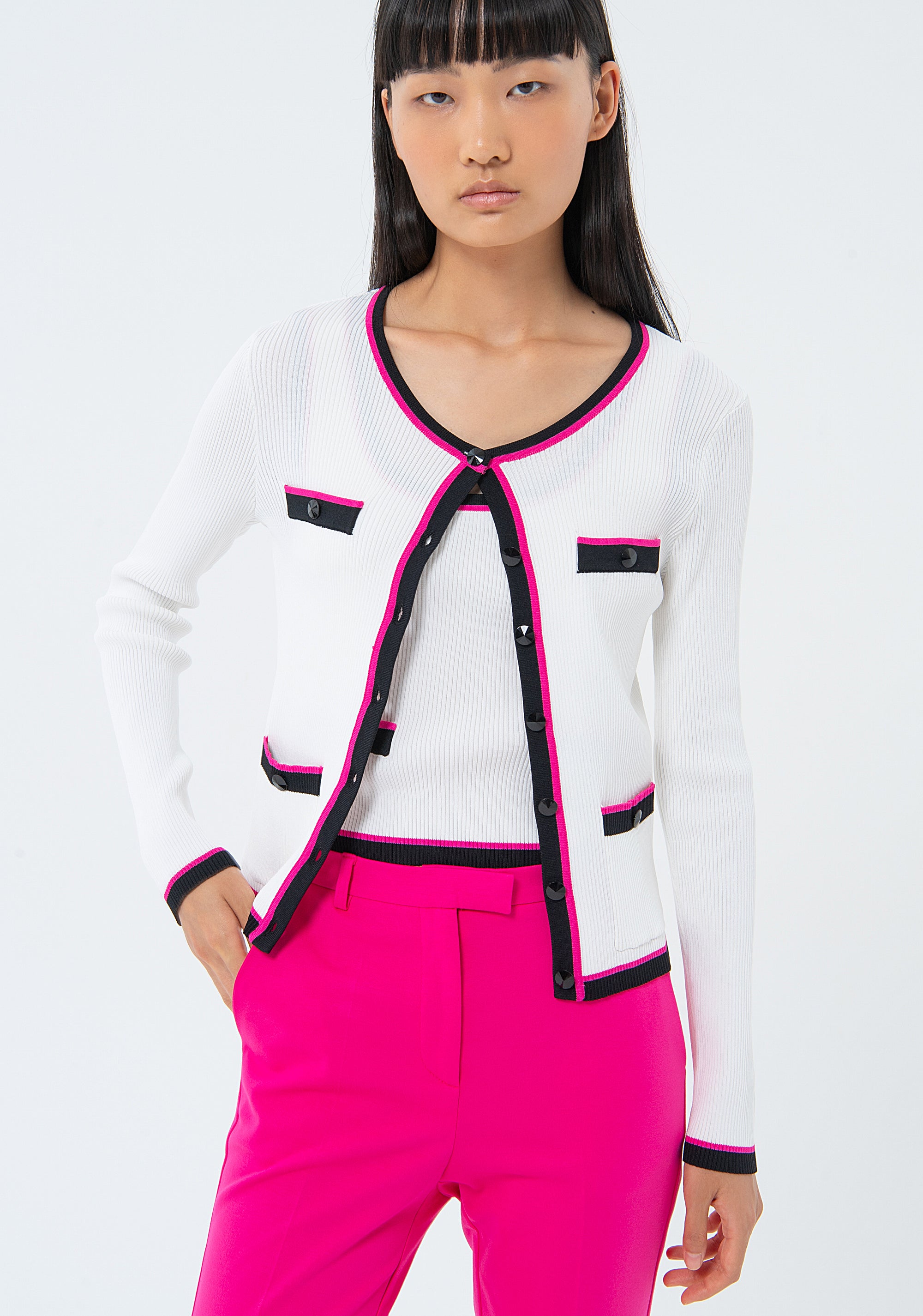 Cardigan slim a costine FS24ST8003K41601-324 Fracomina