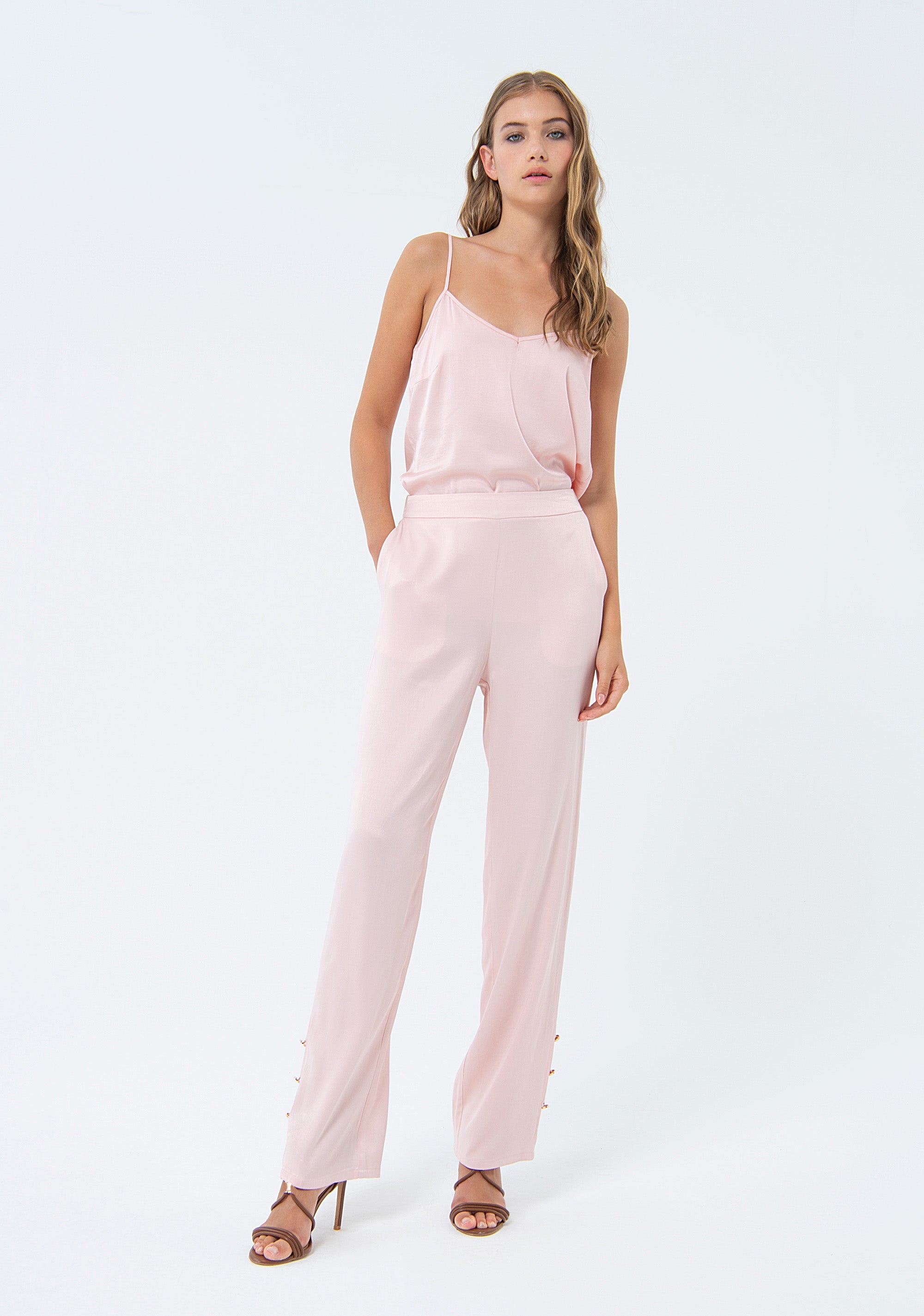 Pantaloni a palazzo flare in raso