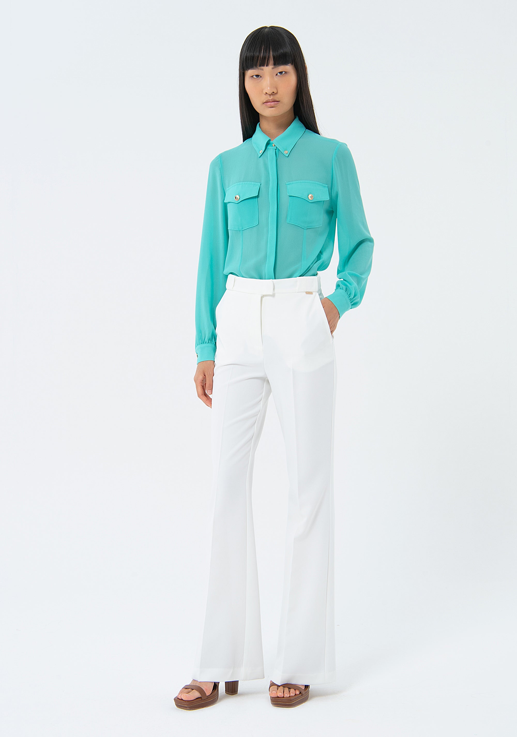 Pantaloni bootcut in tessuto tecnico FS24SVA001W42901-278 Fracomina