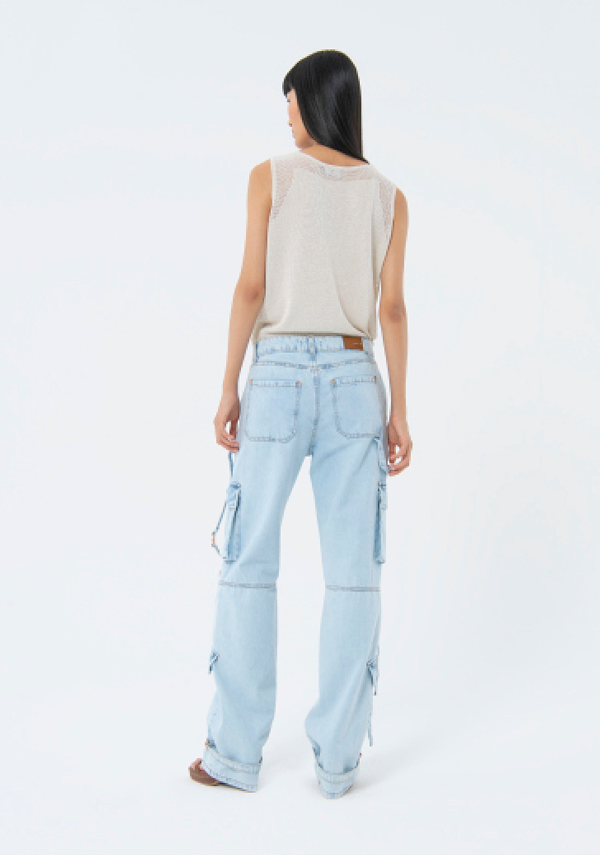 Jeans cargo in denim con lavaggio bleached FS24SVC002D40093-378 Fracomina