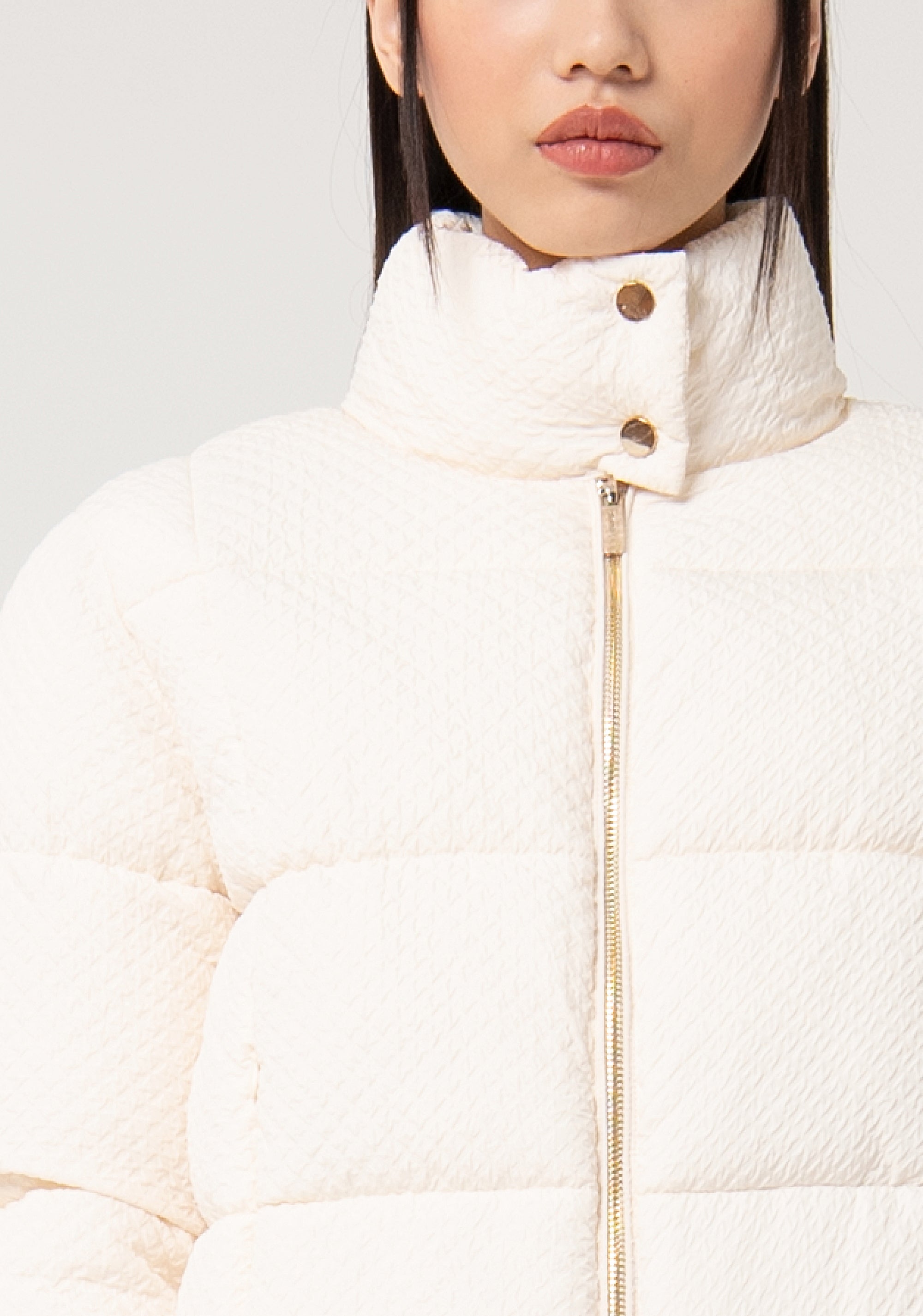 Giacca imbottita regular in tessuto seersucker