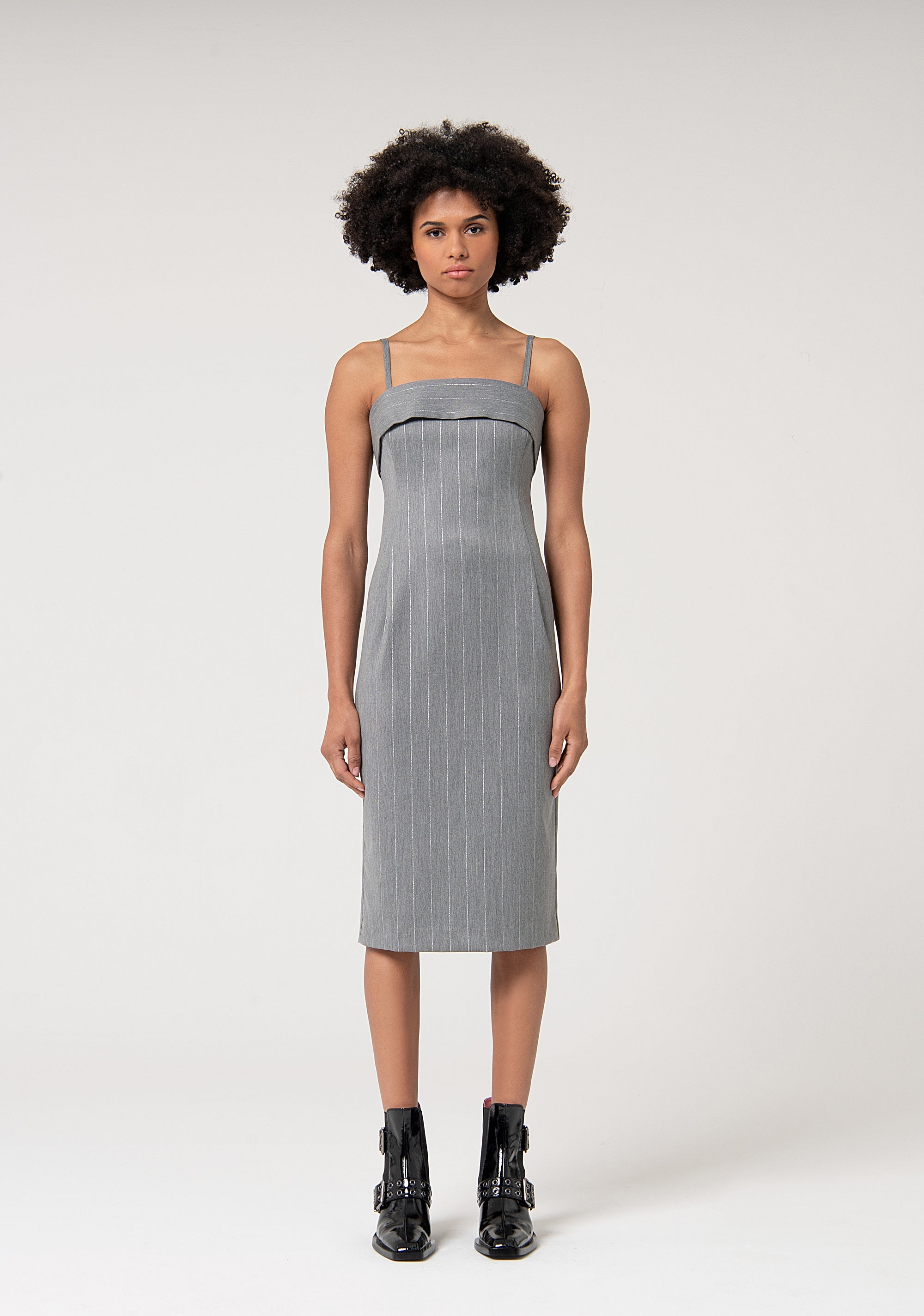 Abito senza maniche midi in tessuto gessato FS24WD2004W587Q7-156 Fracomina