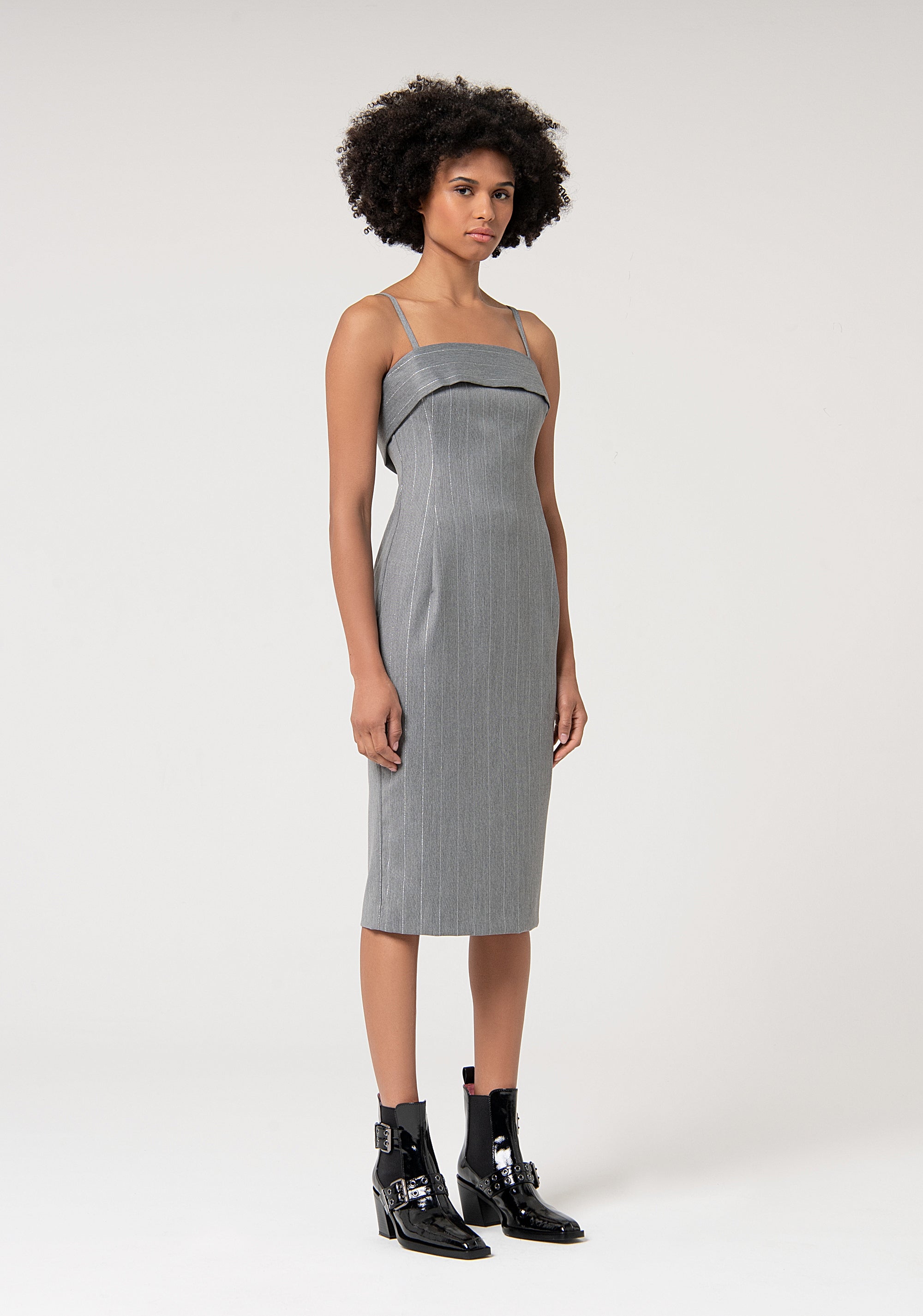 Abito senza maniche midi in tessuto gessato FS24WD2004W587Q7-156 Fracomina