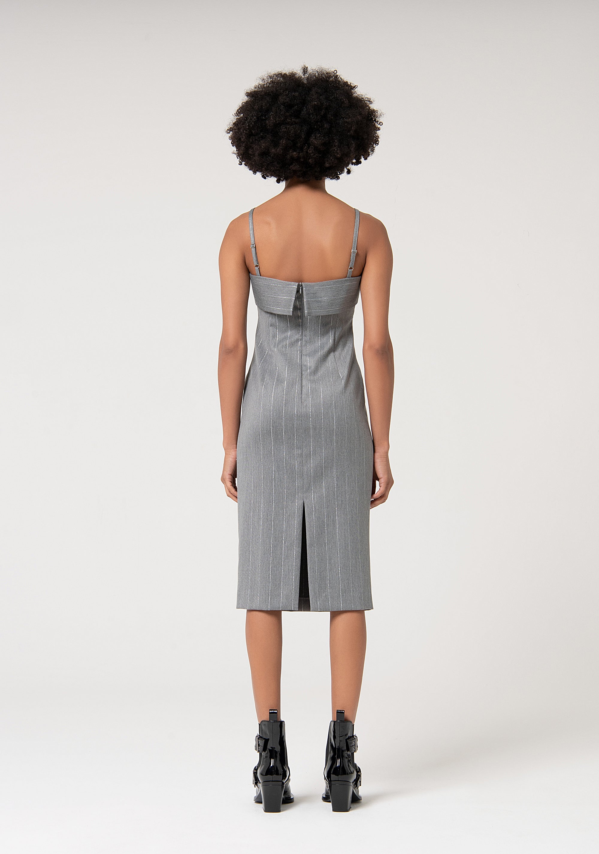 Abito senza maniche midi in tessuto gessato FS24WD2004W587Q7-156 Fracomina