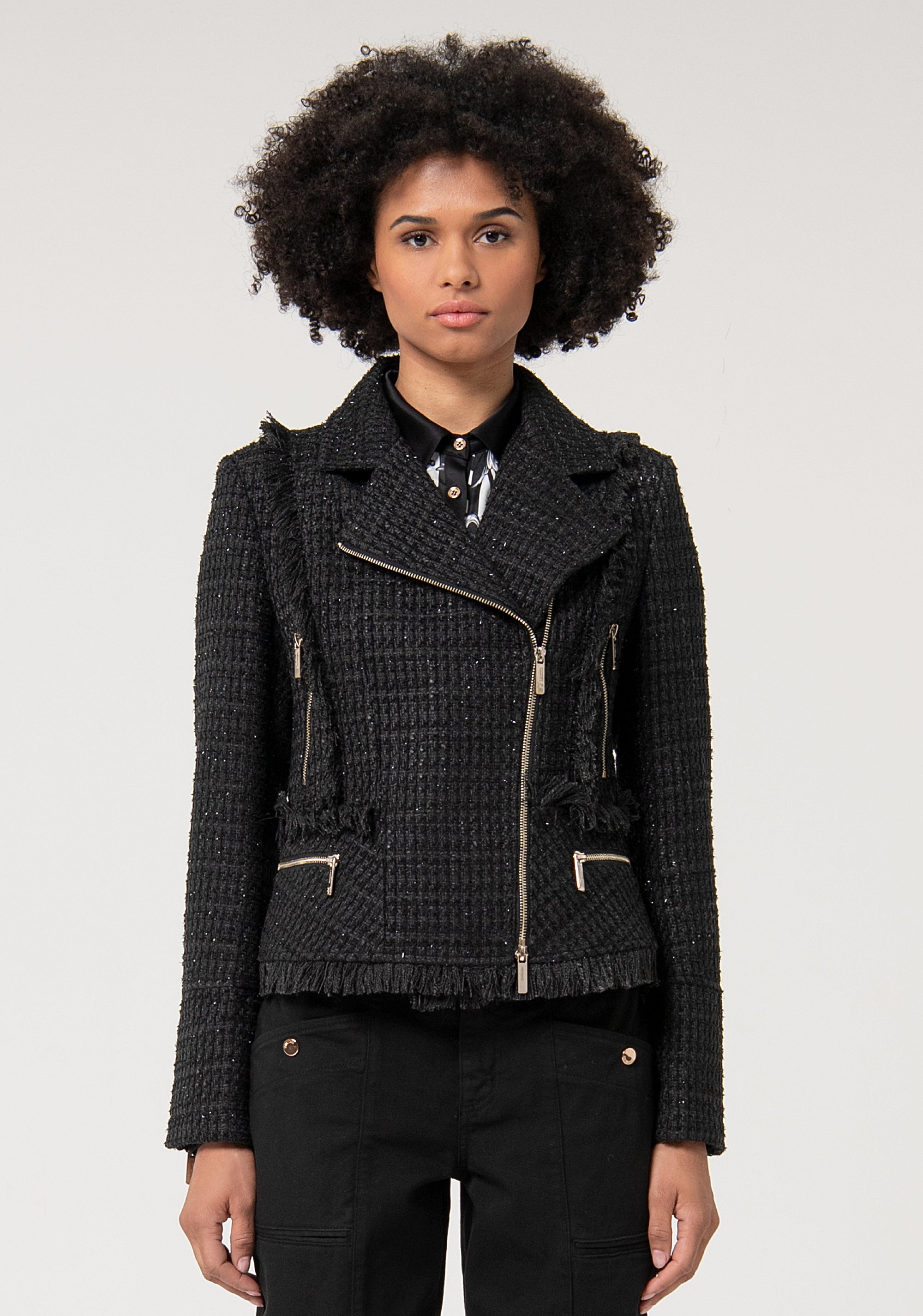 Giacca regular modello biker in tweed FS24WJ2011W63301 FRACOMINA