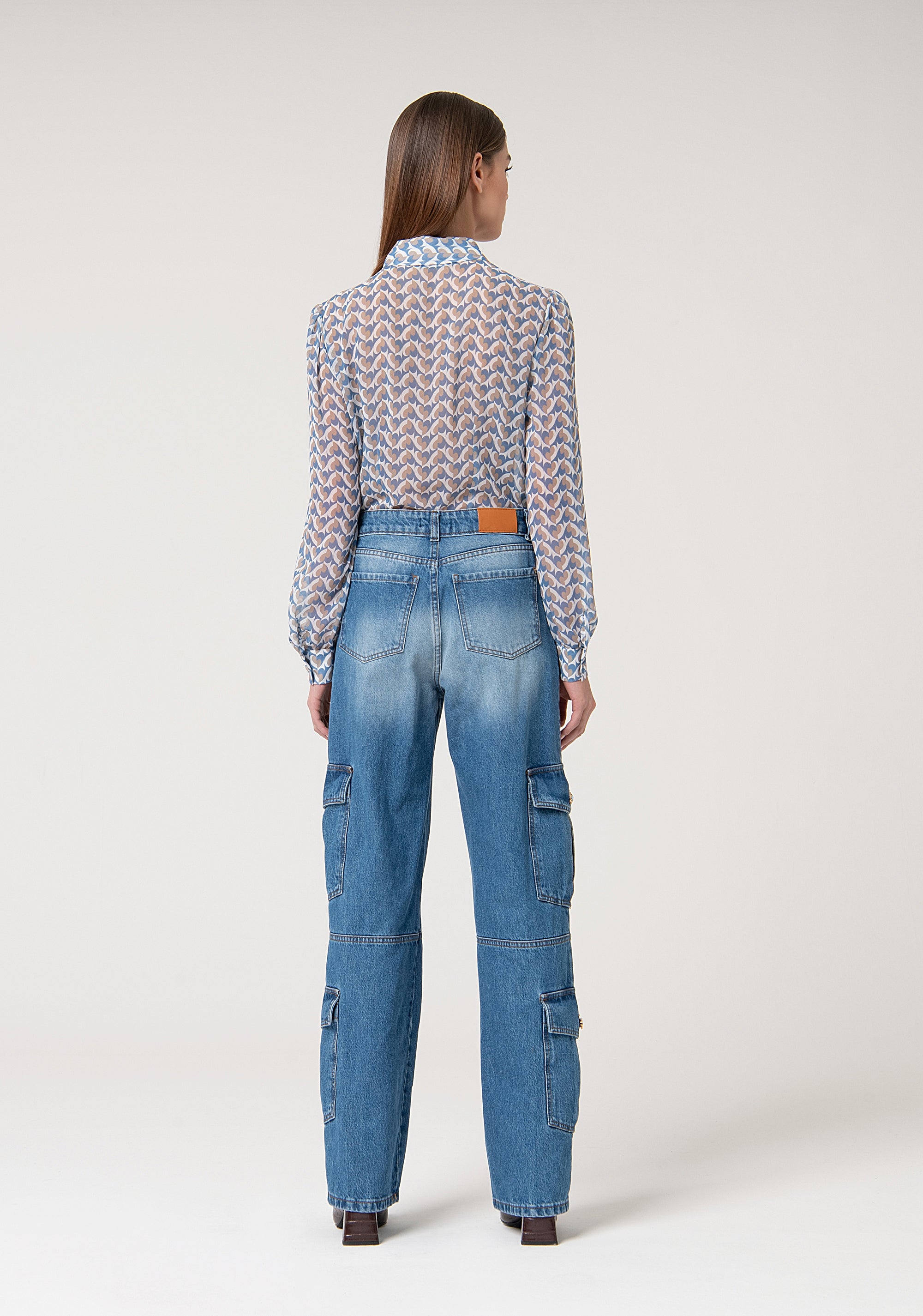 Jeans cargo in denim con lavaggio vintage FS24WVC002D40093-365 Fracomina