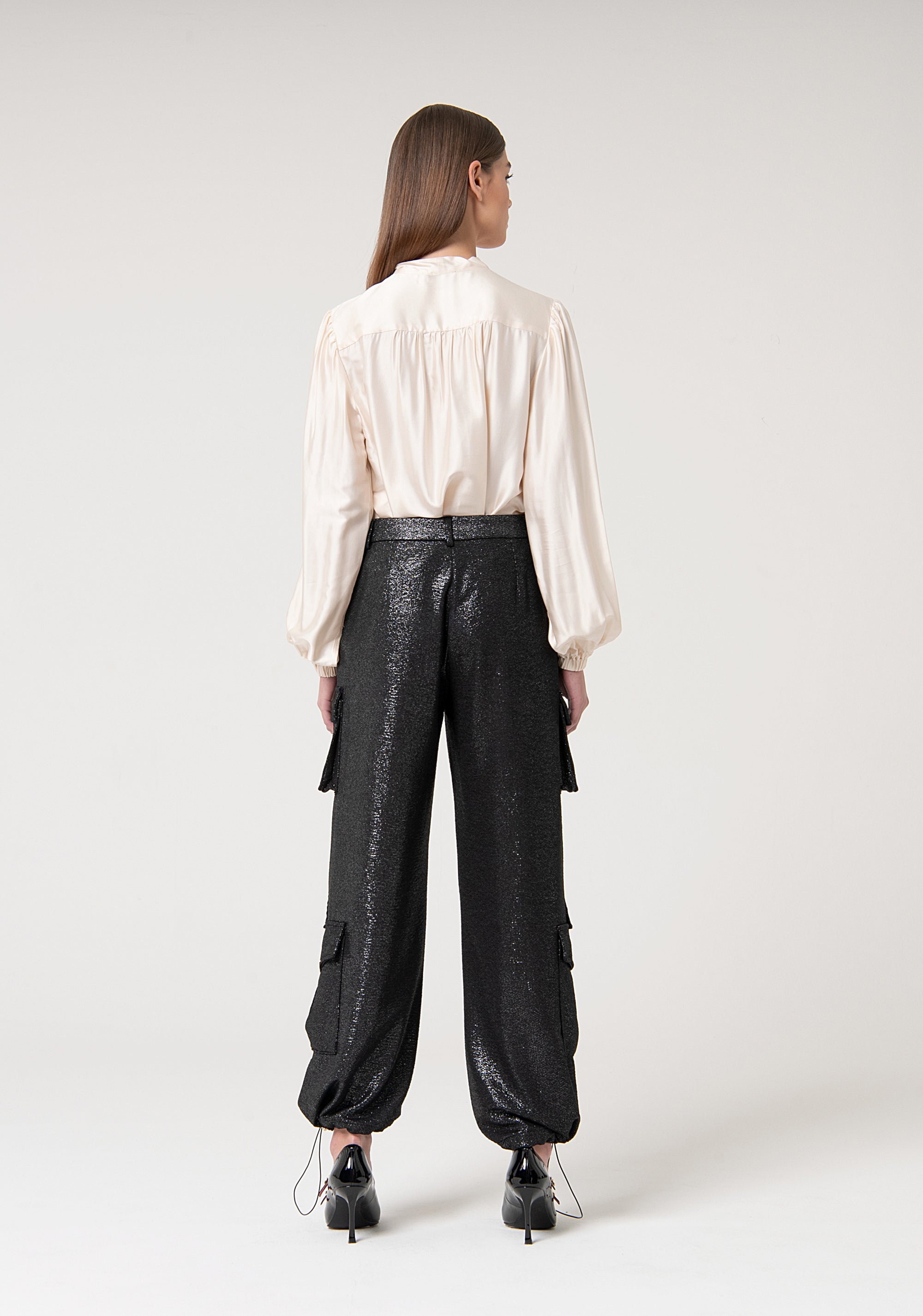 Pantalone cargo in tessuto glitterato FS24WVC003W439Q7-053 Fracomina