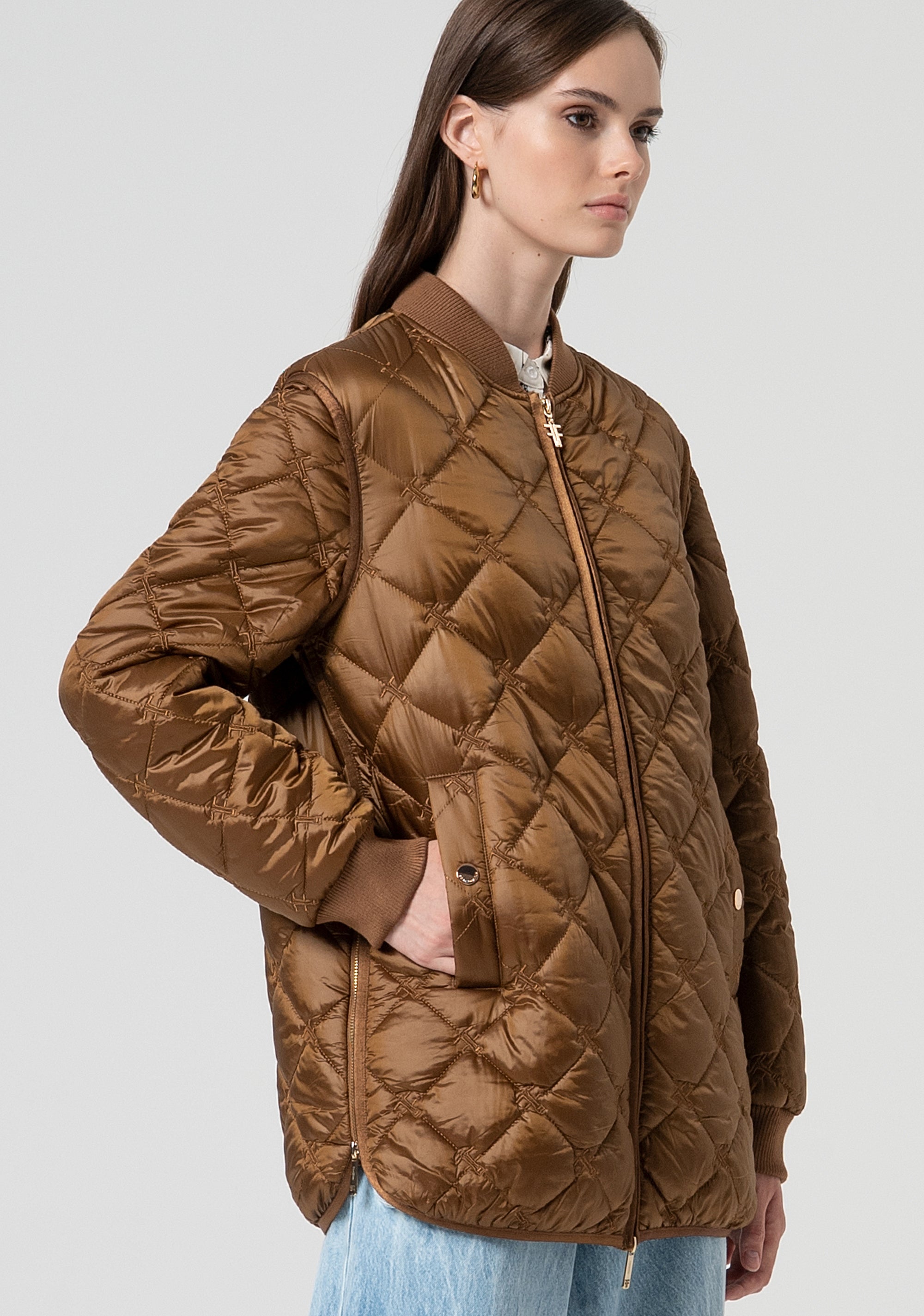 Giacca bomber oversize in nylon trapuntato