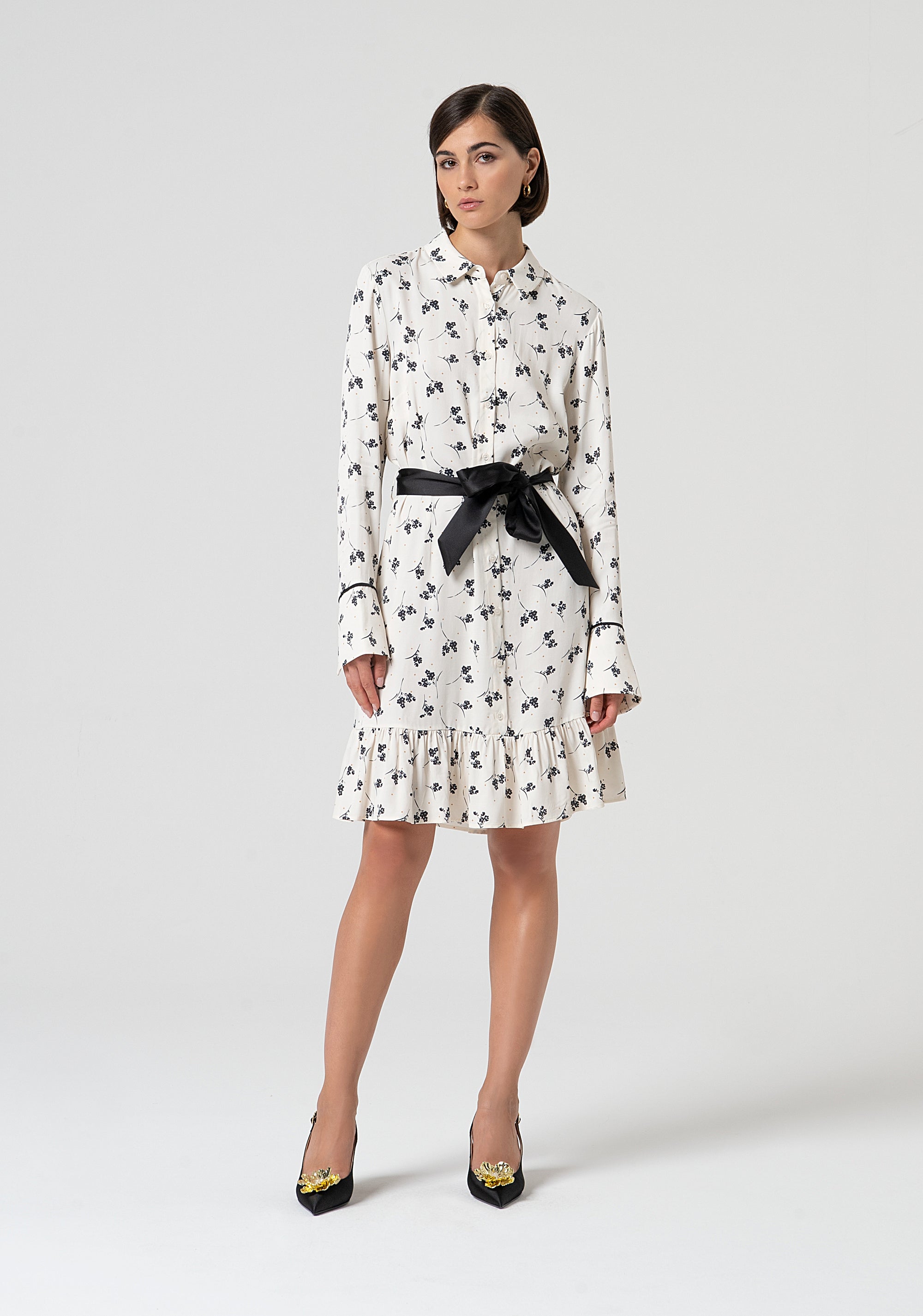 Abito chemisier regular midi in fantasia floreale FS25SD1012W732T8-324 Fracomina