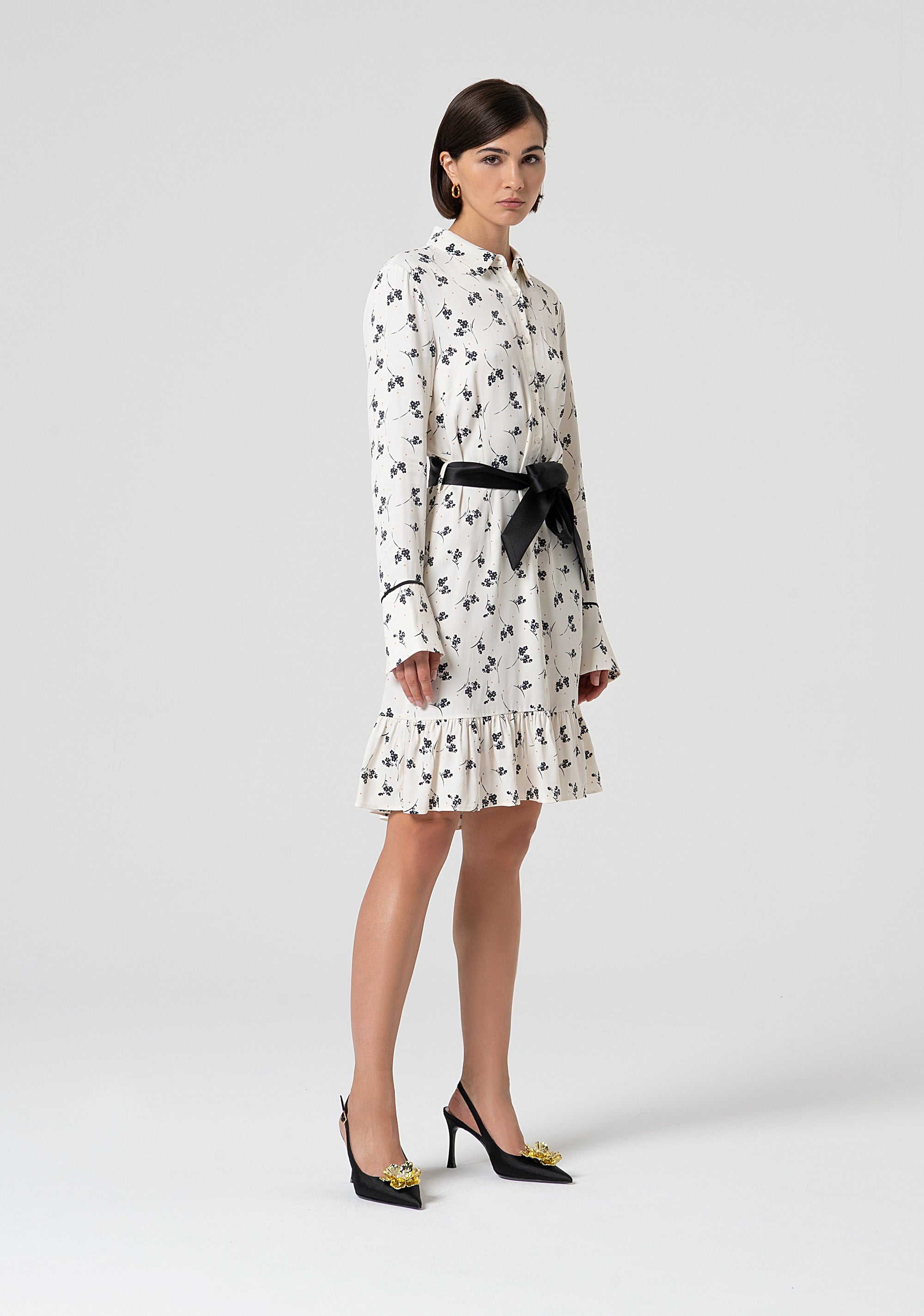 Abito chemisier regular midi in fantasia floreale FS25SD1012W732T8-324 Fracomina