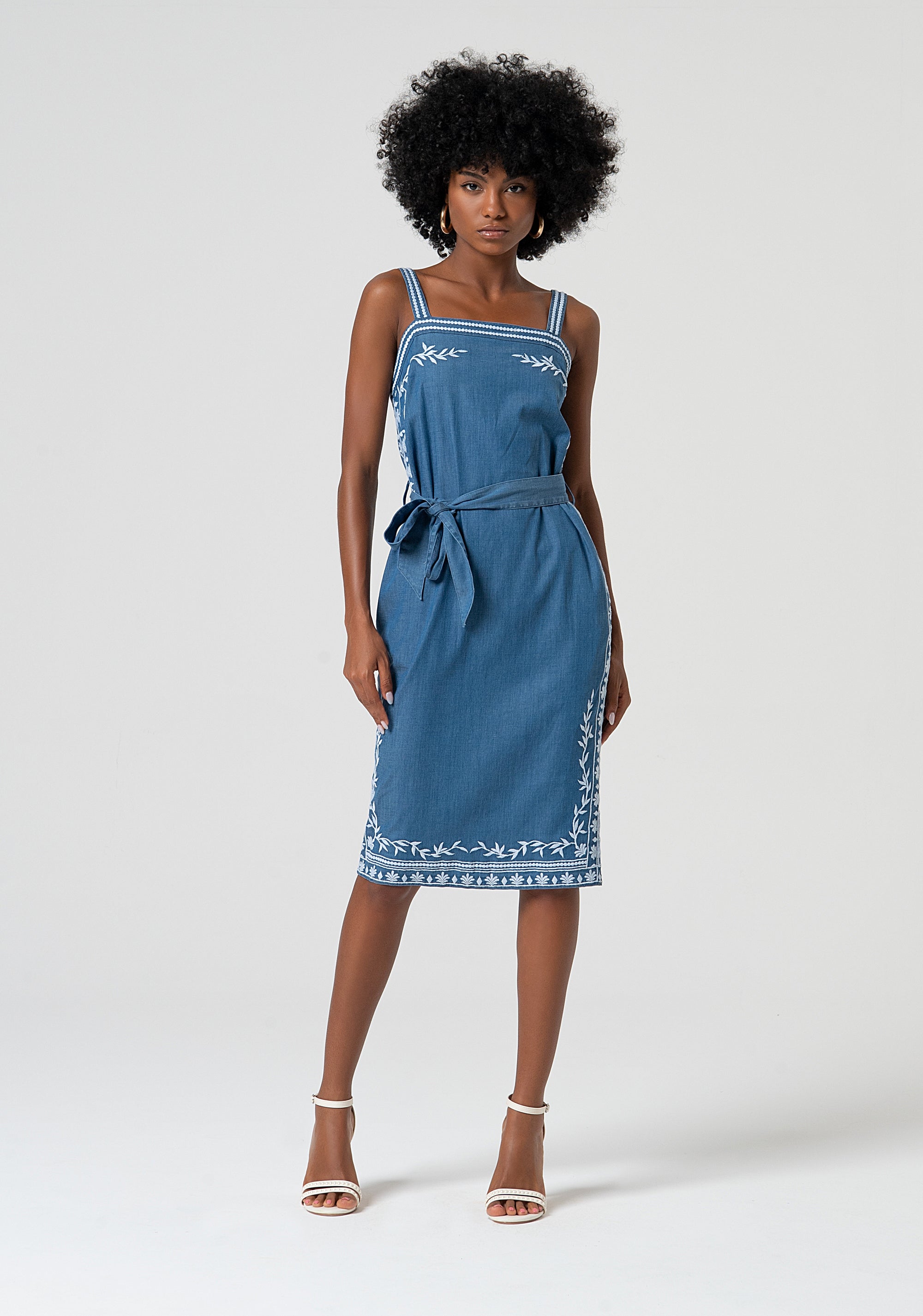 Abito senza maniche midi in chambray FS25SD1019W792E5-175 Fracomina