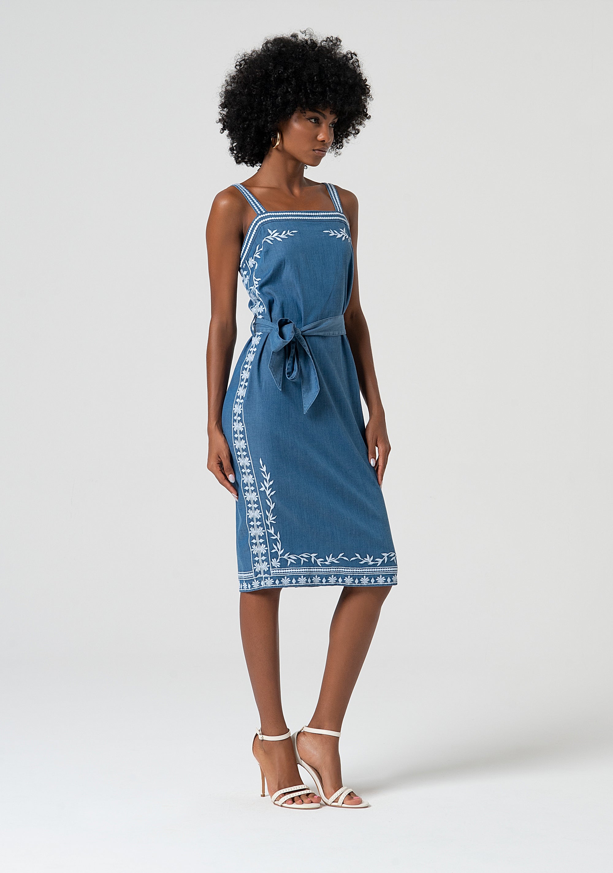 Abito senza maniche midi in chambray FS25SD1019W792E5-175 Fracomina