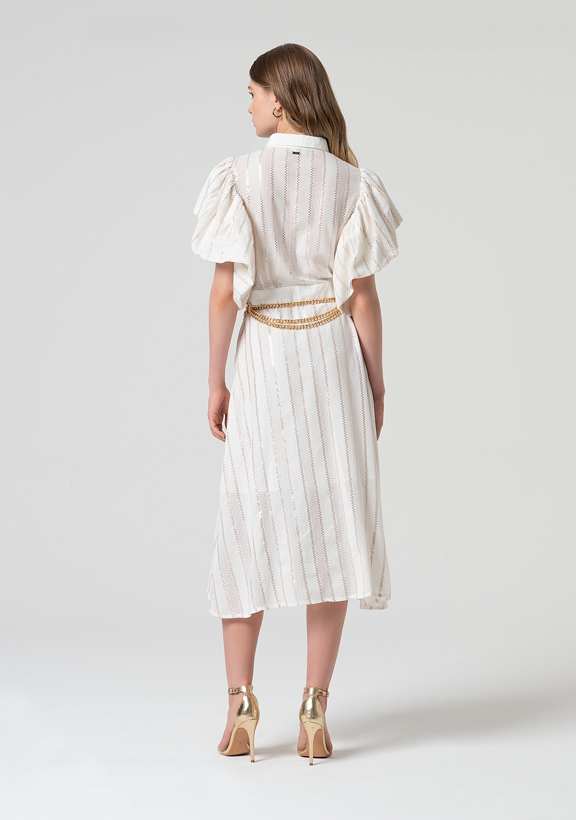 Abito chemisier regular midi in cotone con lurex FS25SD3003W403Q7-278 Fracomina