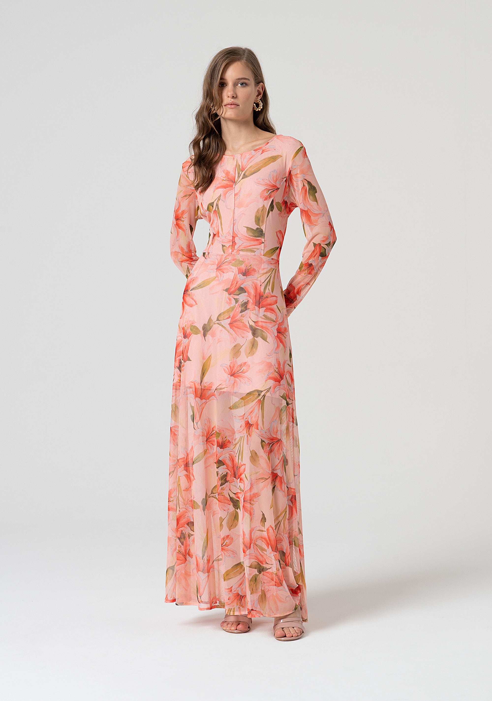 Abito regular lungo in fantasia floreale FS25SD3004W749K9-I27 Fracomina