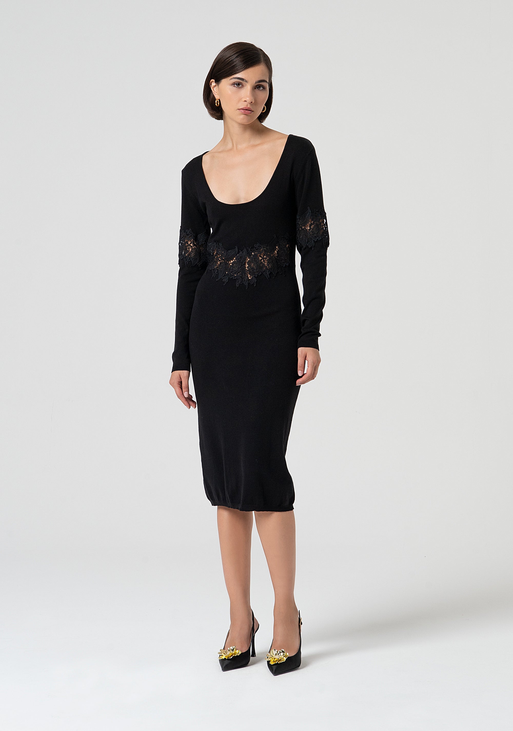 Abito slim midi in maglia FS25SD5001K55101-053 Fracomina