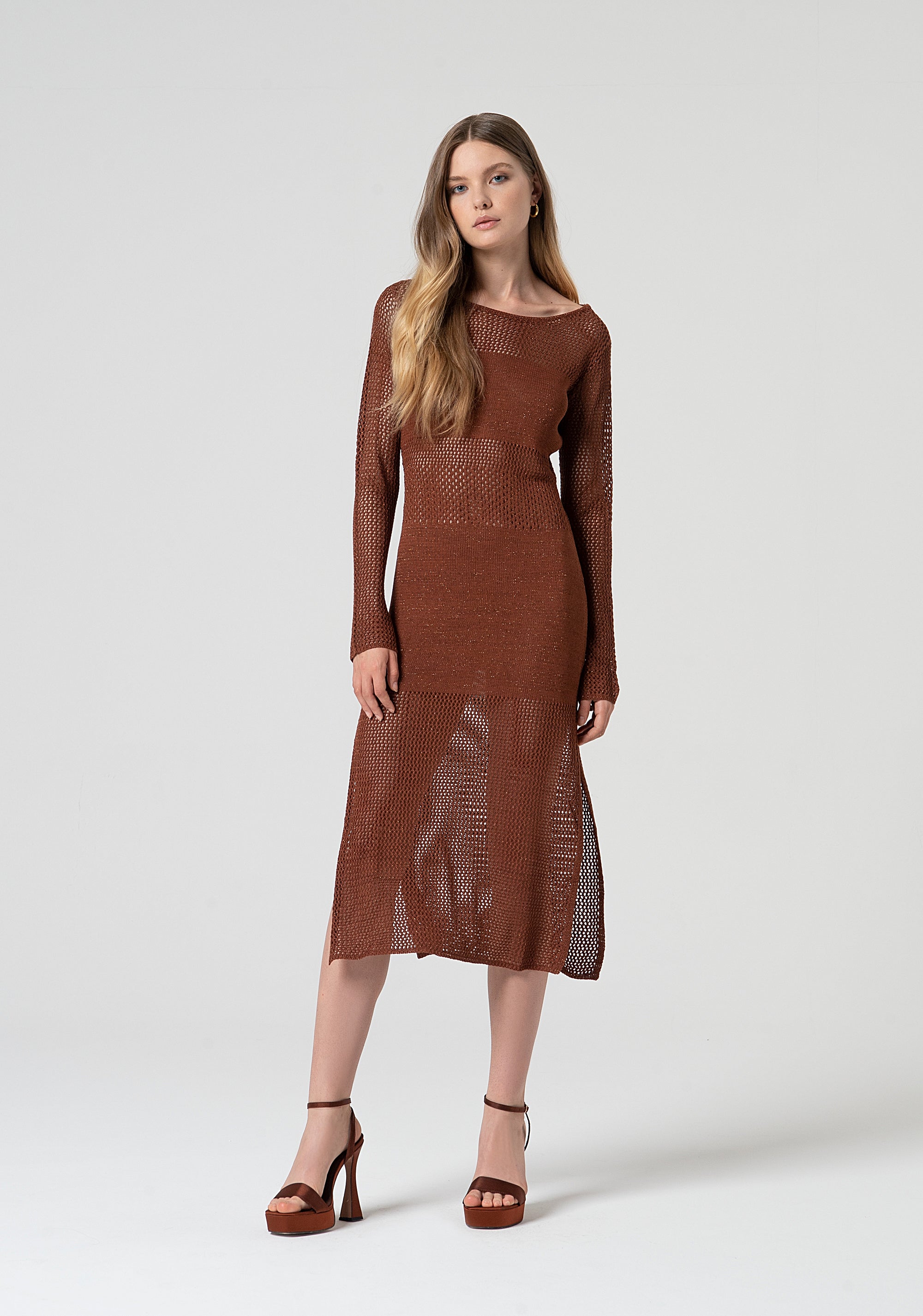 Abito regular midi in maglia con lurex FS25SD5004K514O7-T28 Fracomina