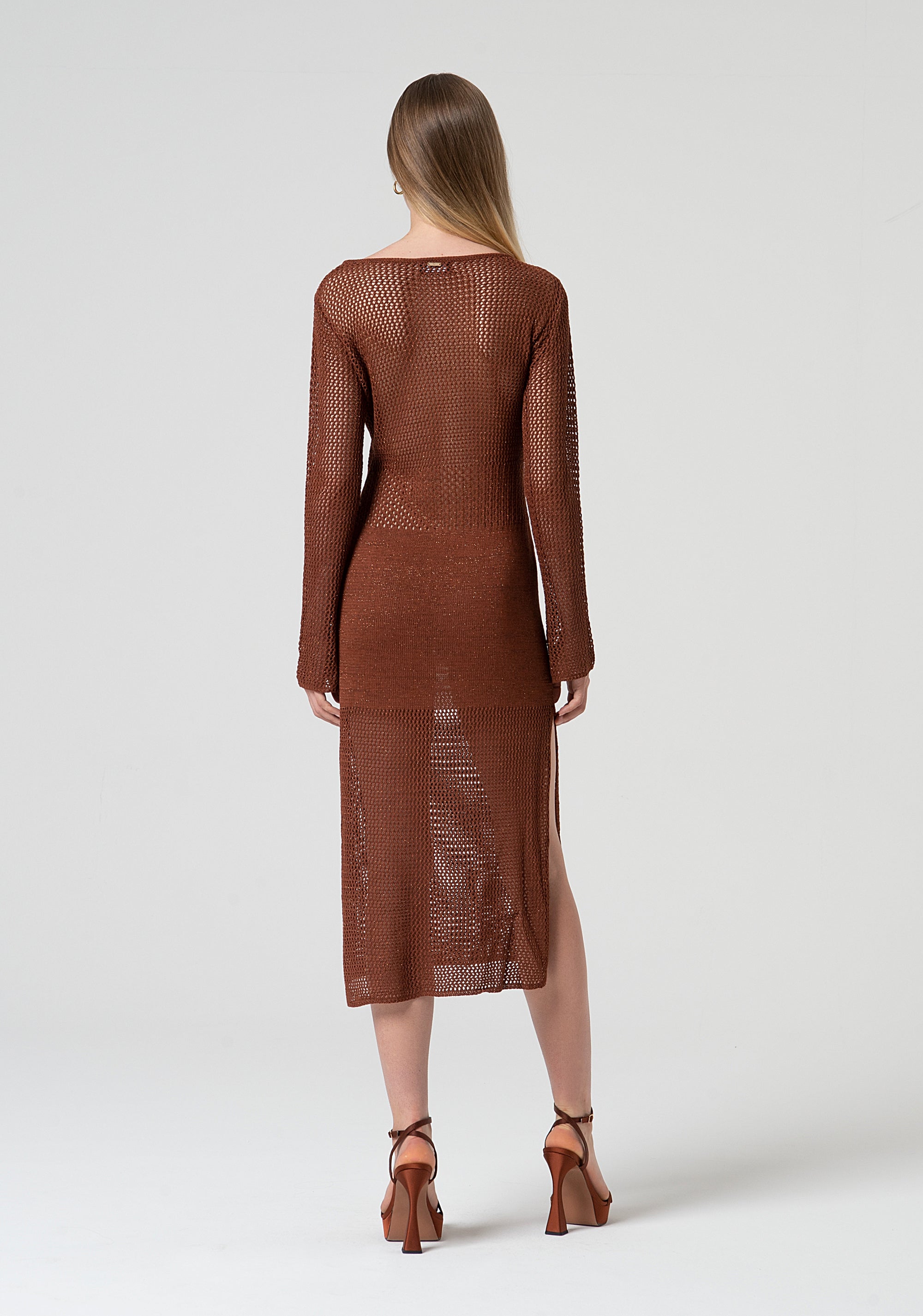 Abito regular midi in maglia con lurex FS25SD5004K514O7-T28 Fracomina