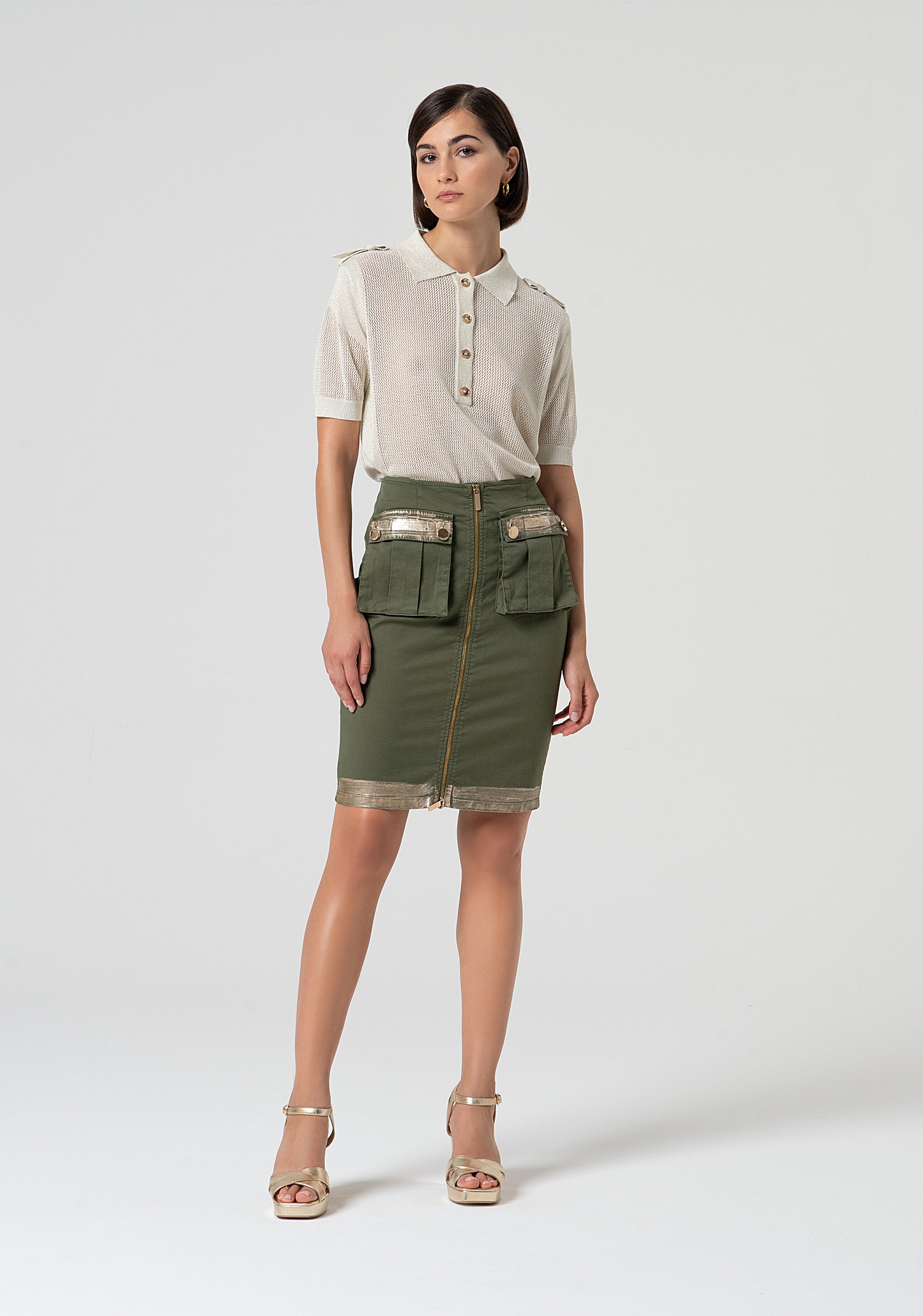 Gonna cargo mini con zip centrale