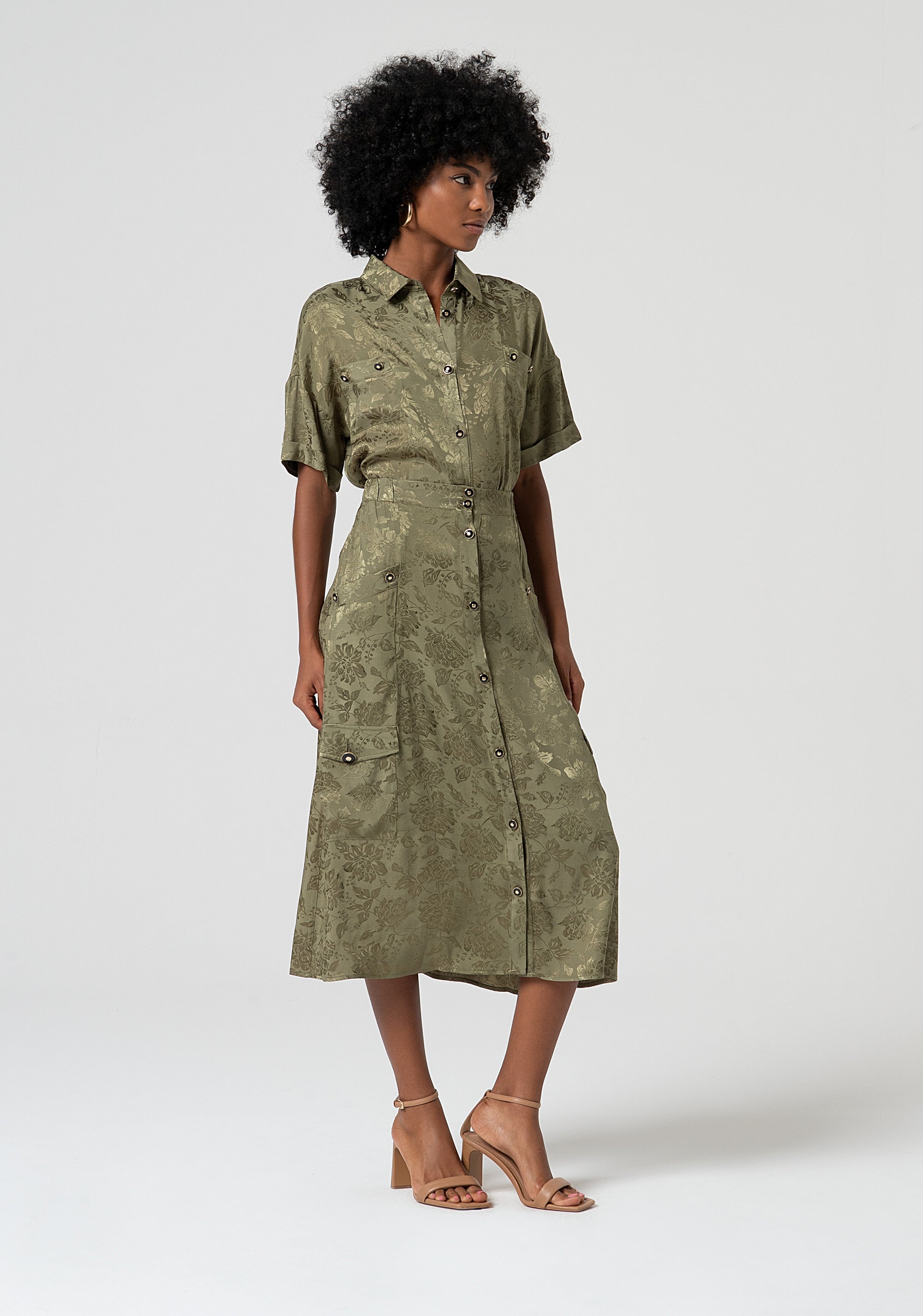 Gonna flare midi in jacquard floreale FS25SG2002W458F8-206 Fracomina