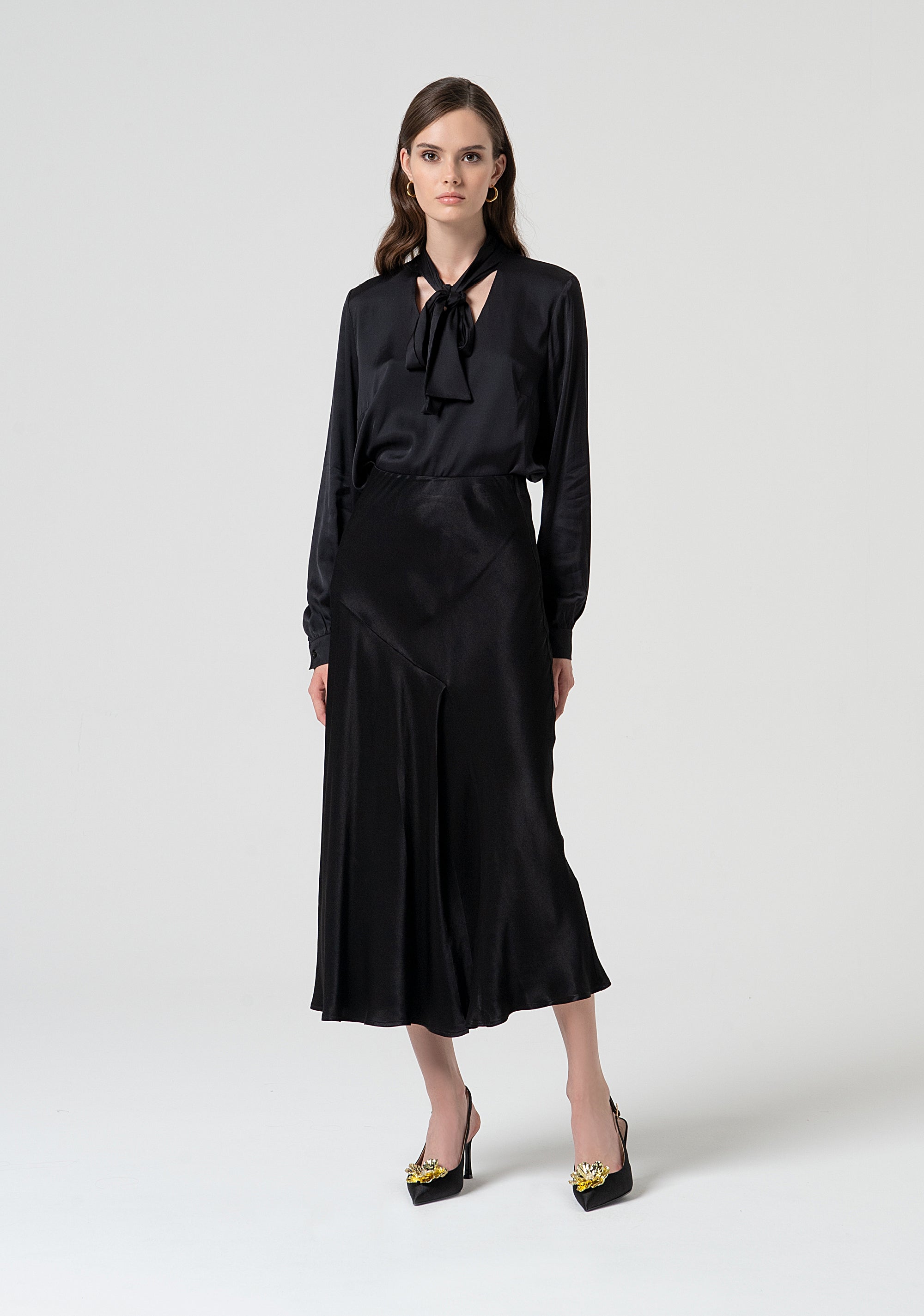 Gonna svasata midi in raso FS25SG2003W73201-053 Fracomina