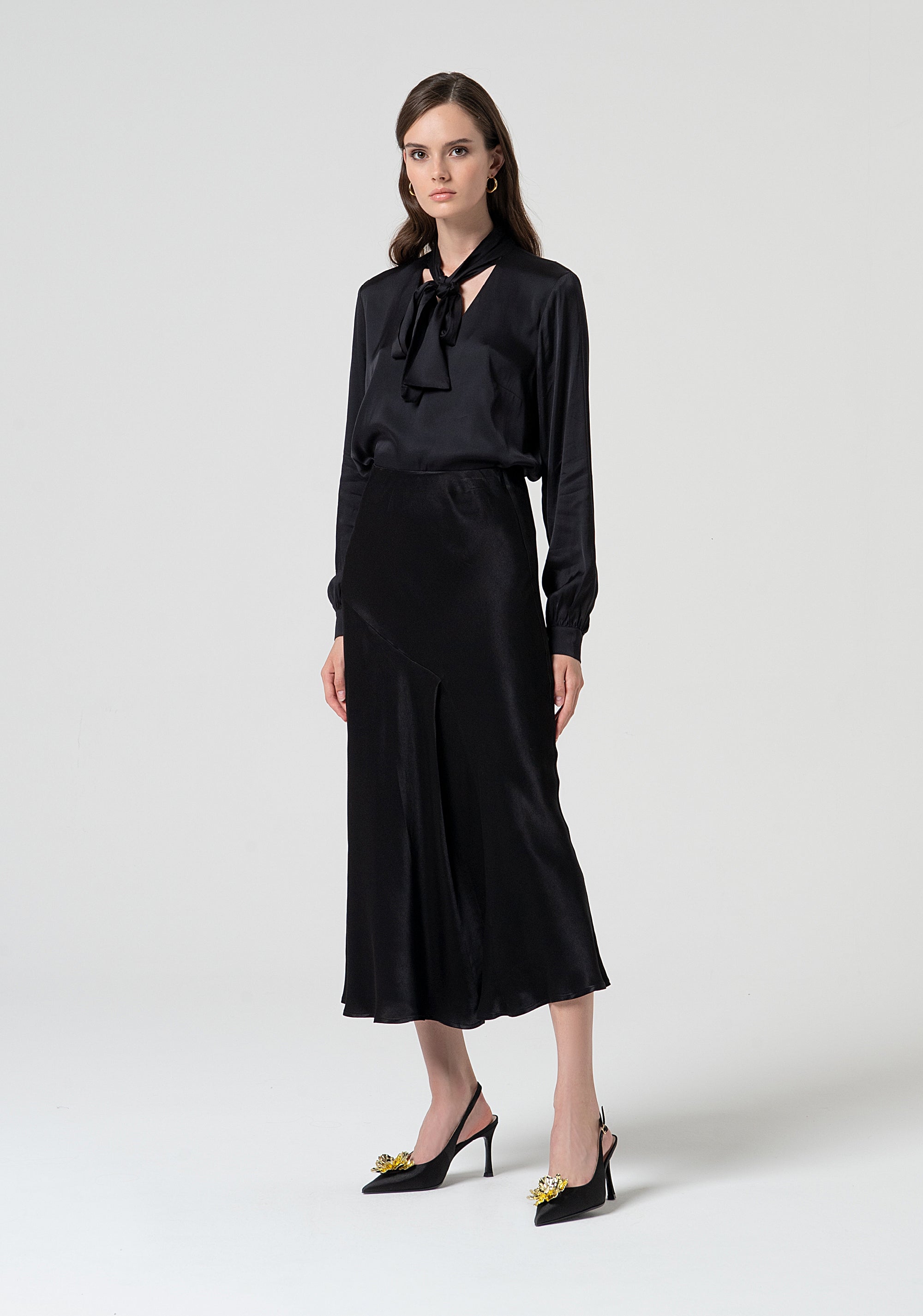 Gonna svasata midi in raso FS25SG2003W73201-053 Fracomina