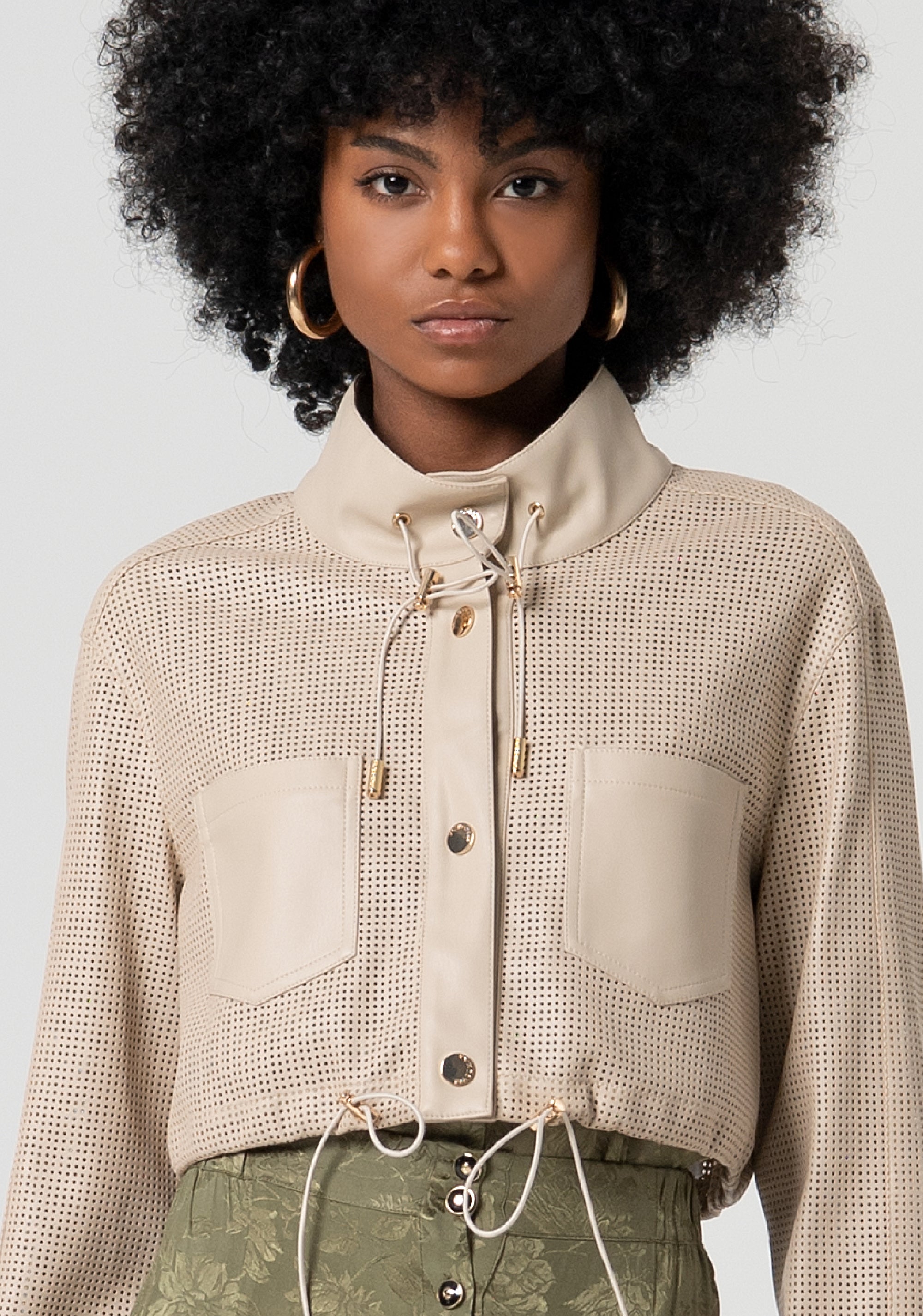 Giacca cropped in tessuto traforato FS25SJ1001P41101-050 Fracomina