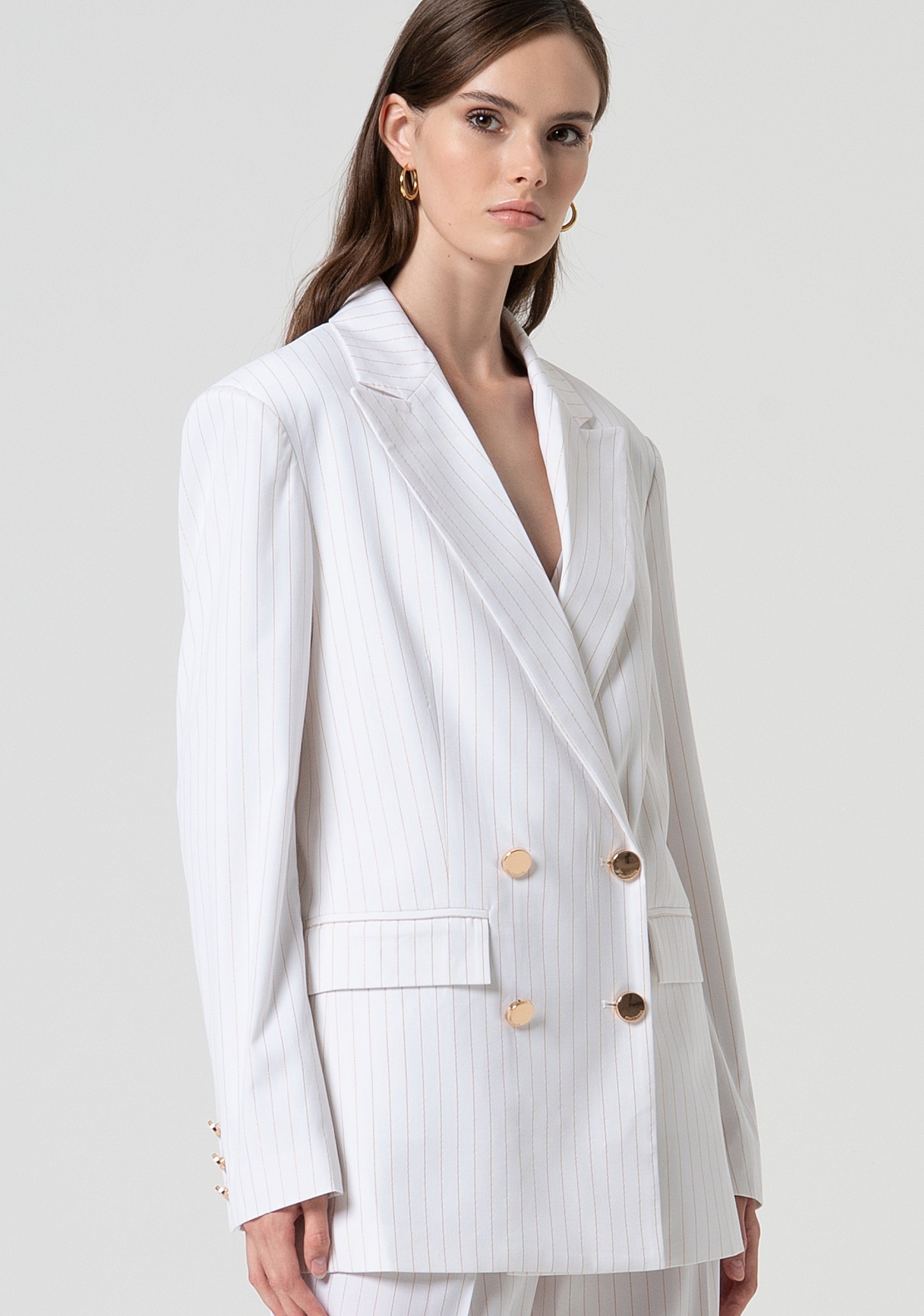 Blazer loose doppiopetto gessato con lana FS25SJ3001W784D4-278 Fracomina