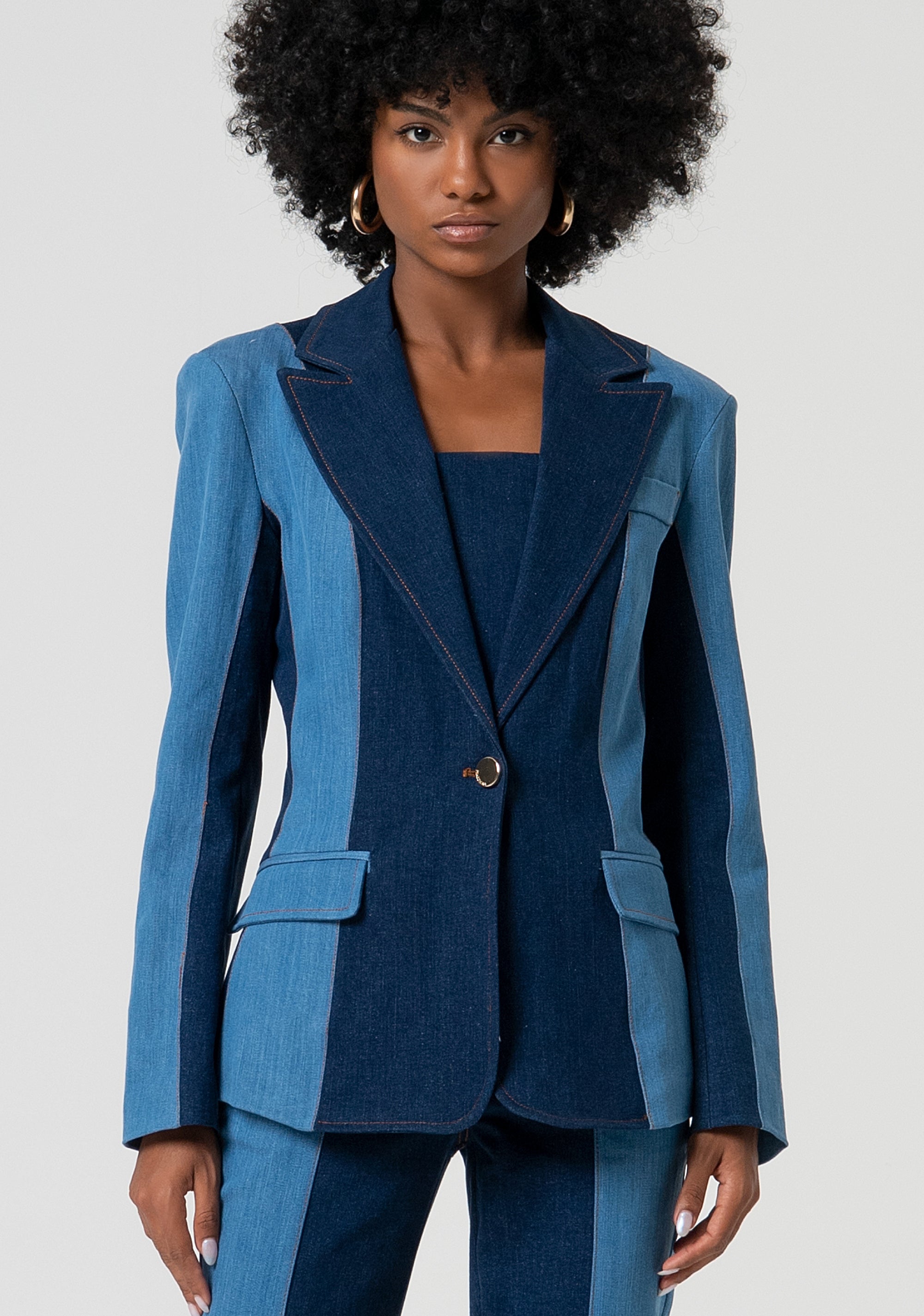 Blazer slim monopetto in denim FS25SJ3006D45001-T38 Fracomina