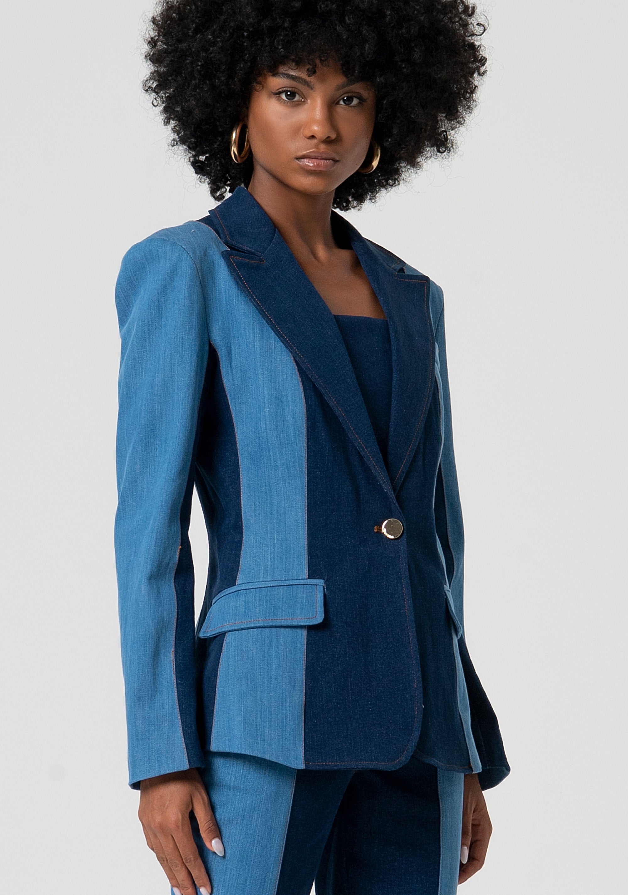 Blazer slim monopetto in denim FS25SJ3006D45001-T38 Fracomina