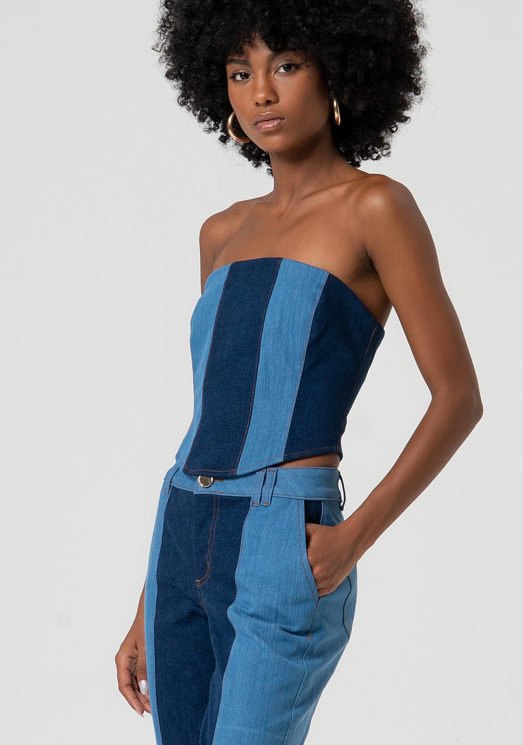 Bustier slim in denim FS25SJ5002D45001-T38 Fracomina