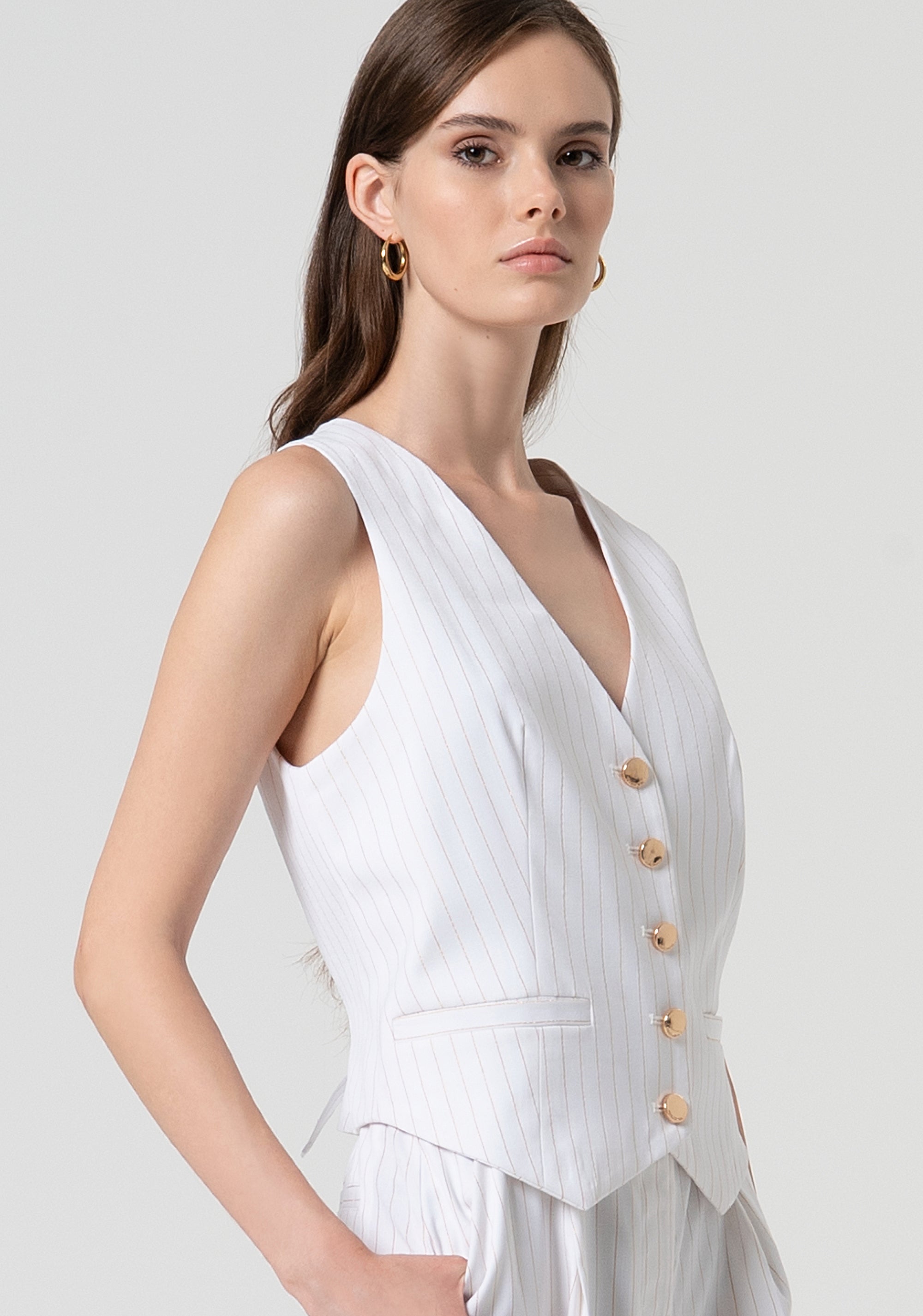 Gilet regular gessato con lana FS25SJ5005W784D4-278 Fracomina
