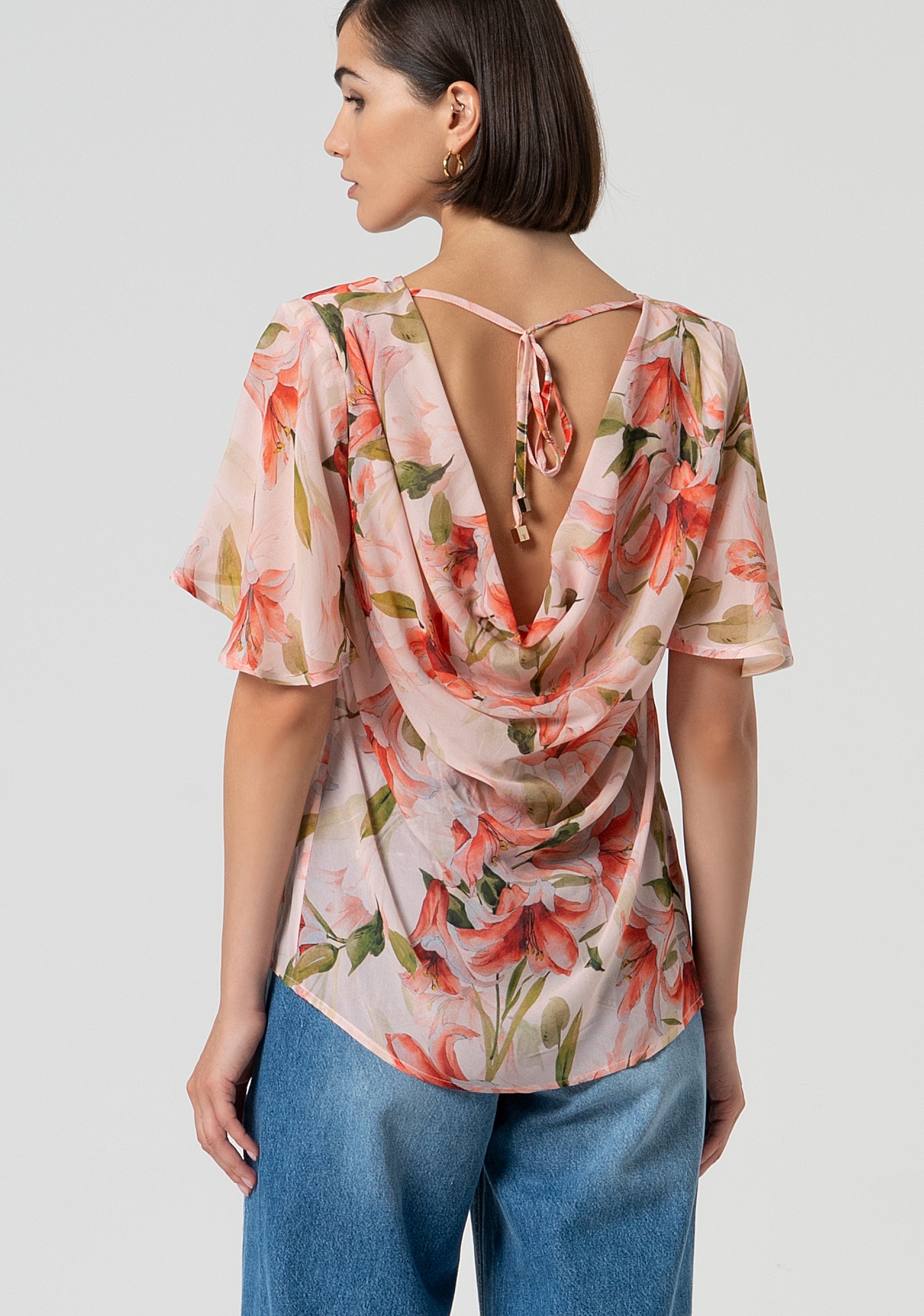 Blusa regular in fantasia floreale FS25ST1003W428K9-I27 Fracomina