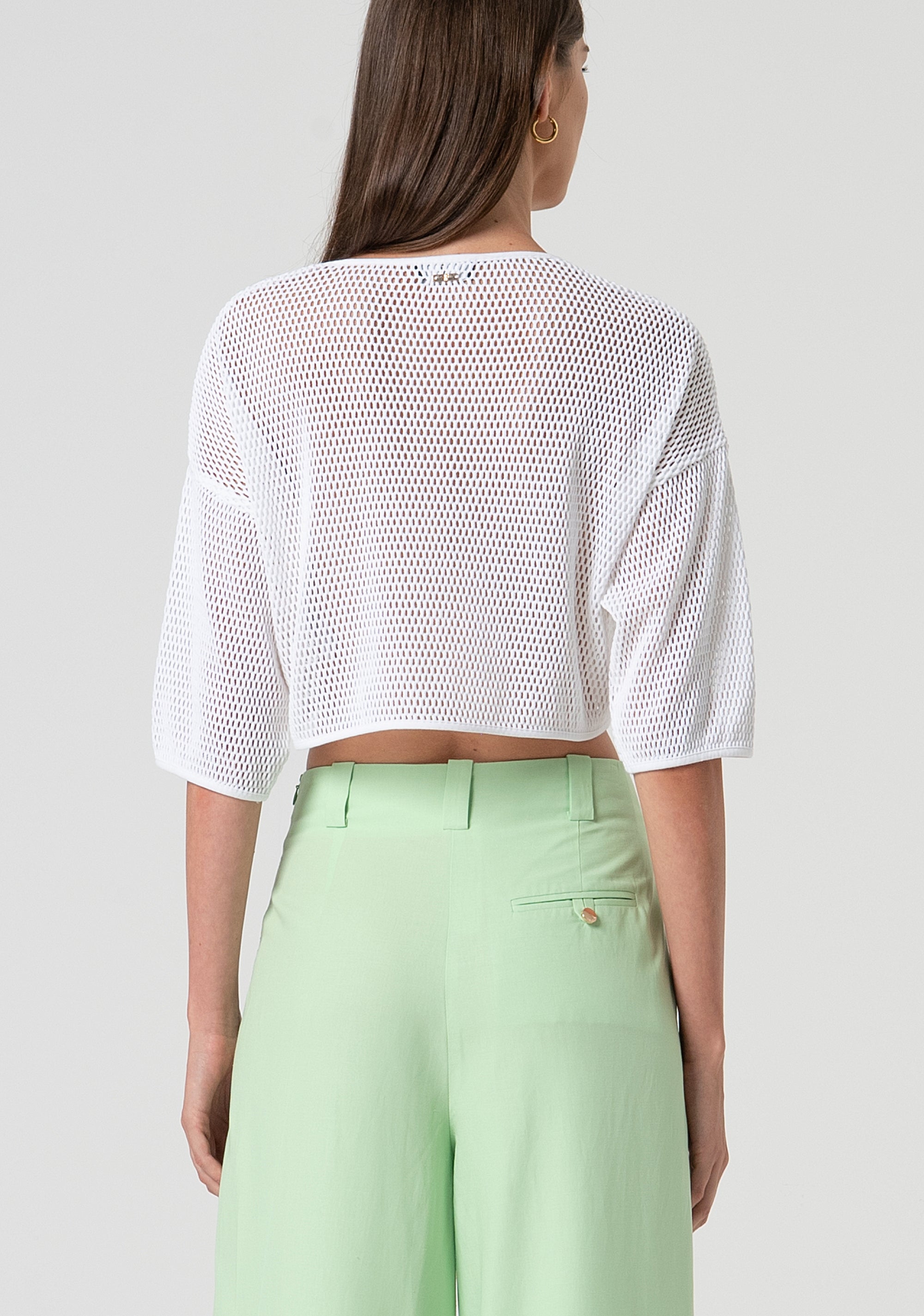 Top cropped in rete con fiore applicato FS25ST2011W796E5-278 Fracomina