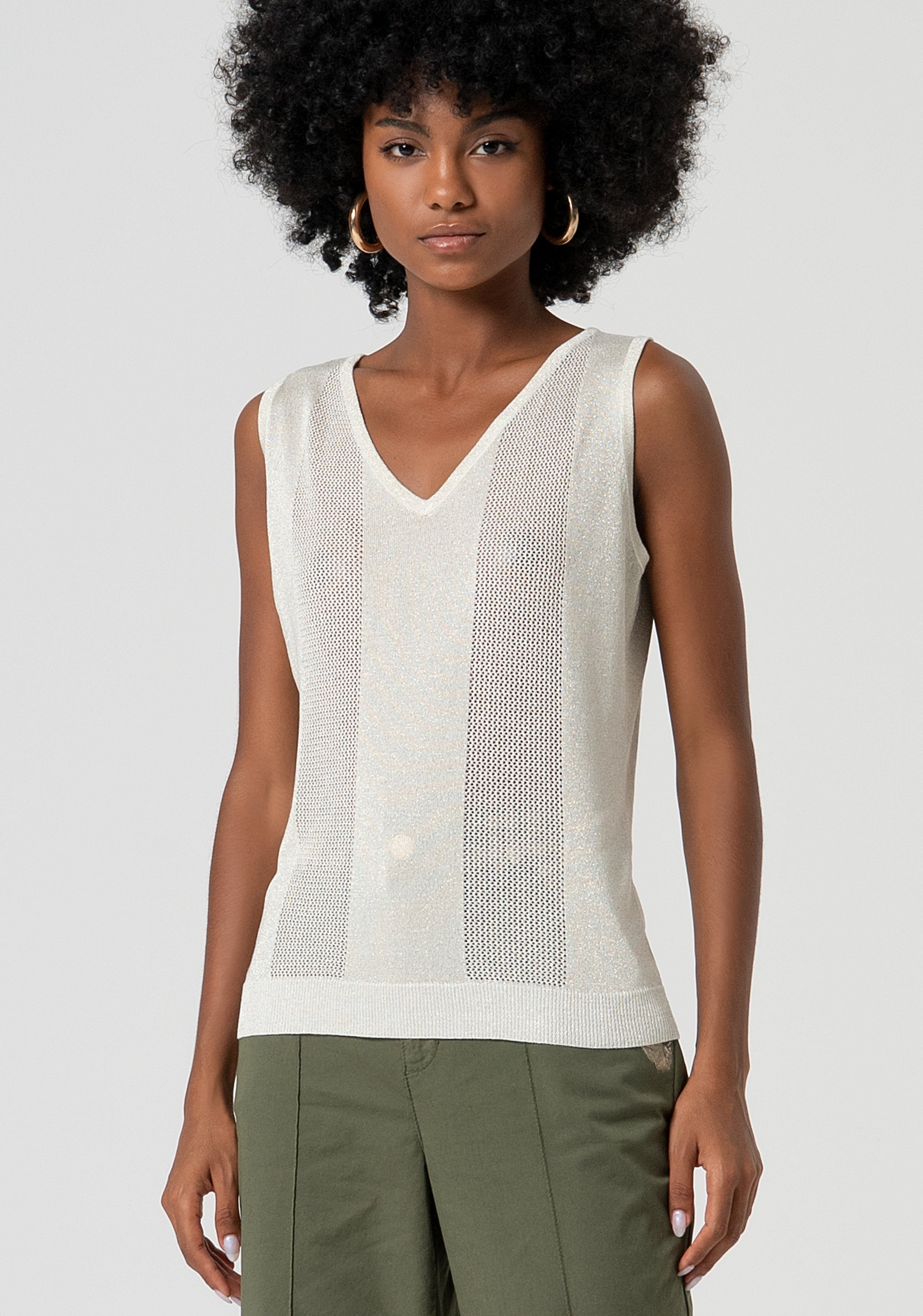 Top senza maniche in maglia con lurex FS25ST4001K51401-150 Fracomina