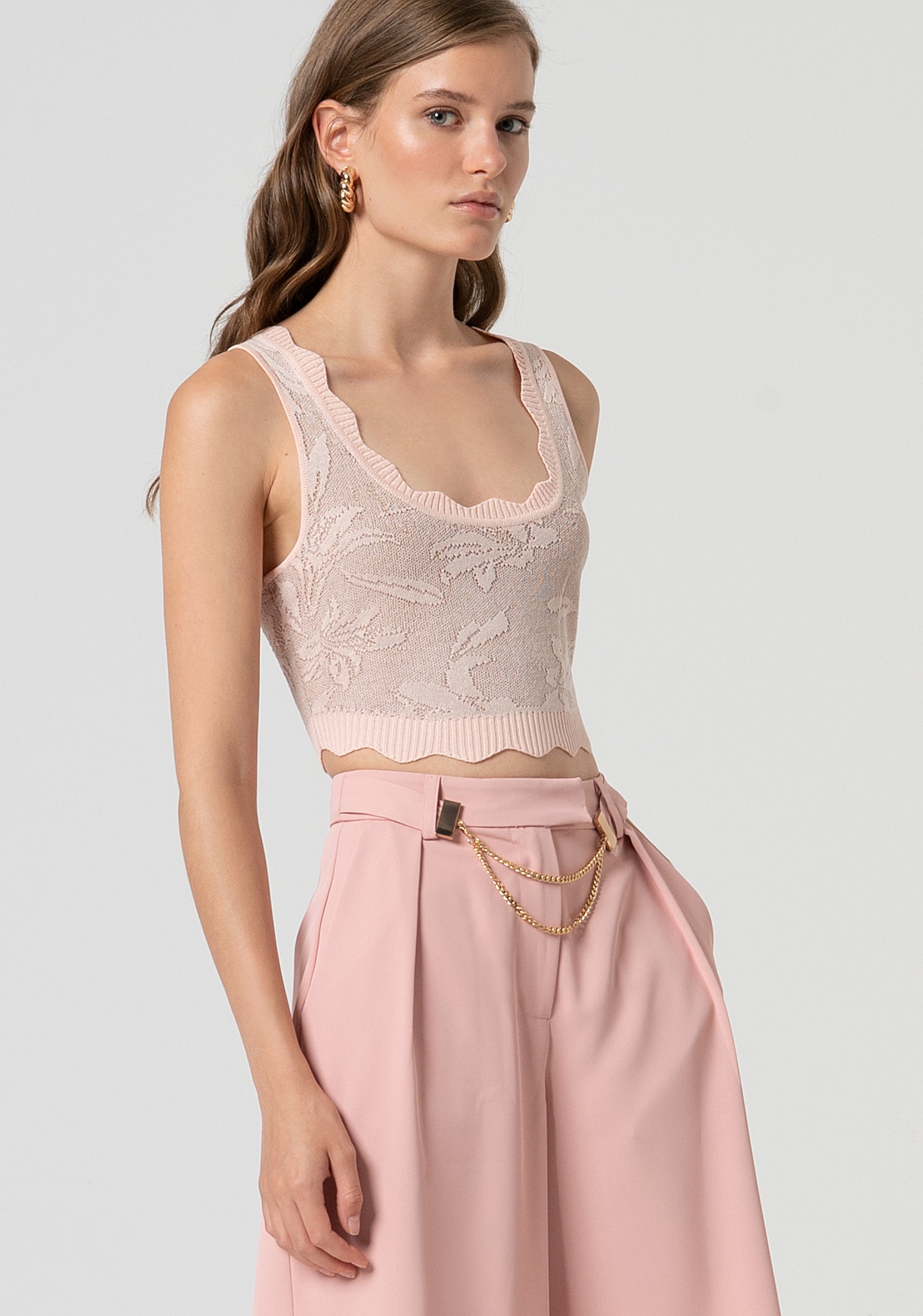 Top senza maniche cropped in jacquard FS25ST4003K410F8-226 Fracomina