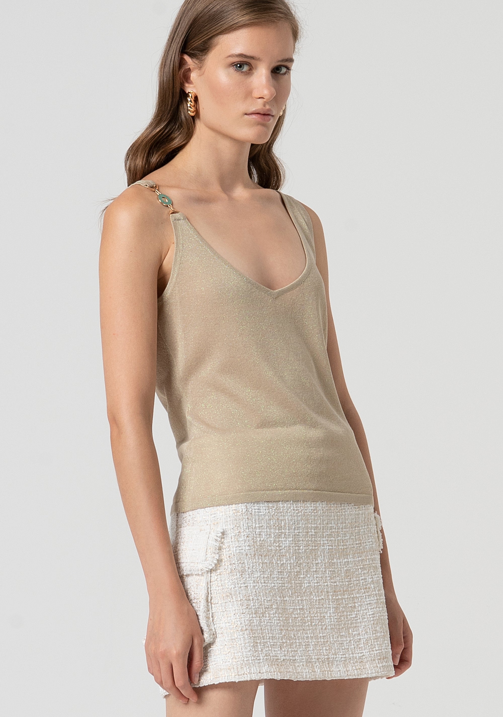 Top regular senza maniche in maglia FS25ST4006K414Q7-050 Fracomina