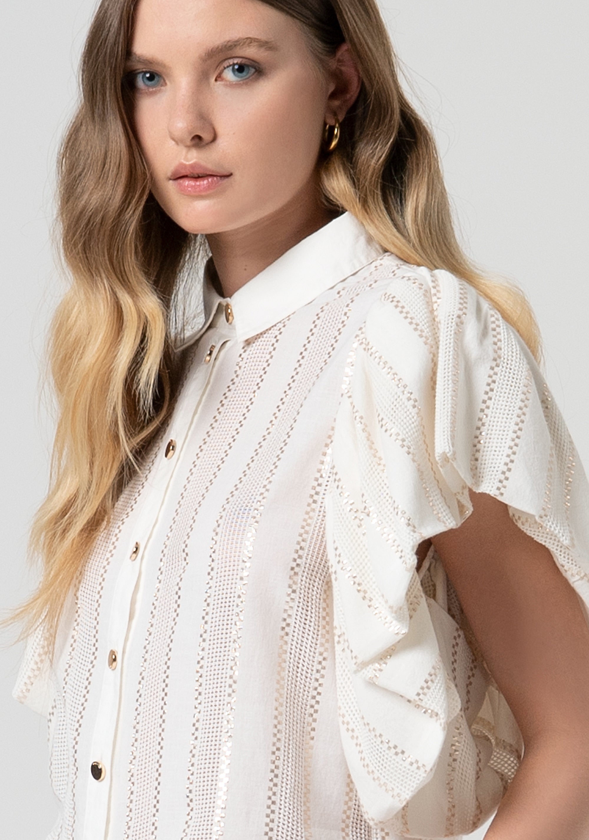 Camicia regular a righe con lurex FS25ST6009W403Q7-278 Fracomina